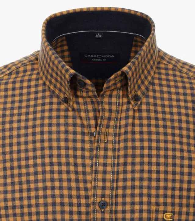 Casa Moda Checked Long Sleeve Casual Shirt 500 -  Mustard Yellow
