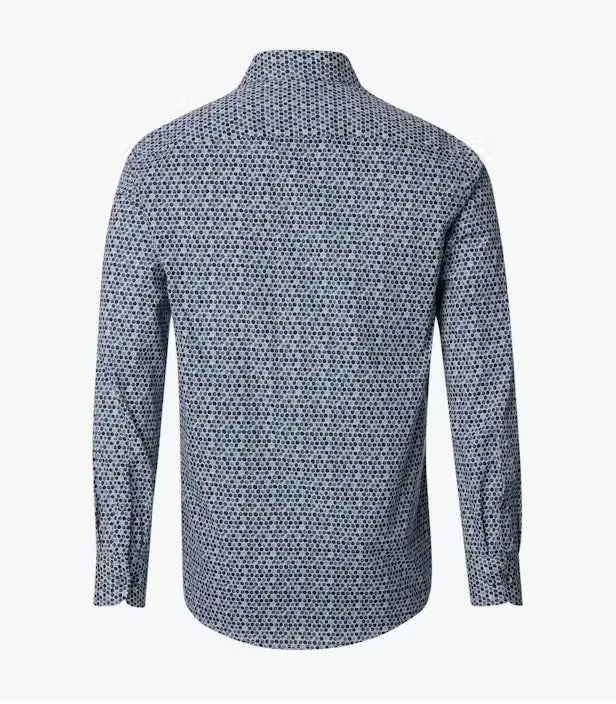 Casa Moda Circle Print Long Sleeve Casual Shirt 100 - Navy/Green