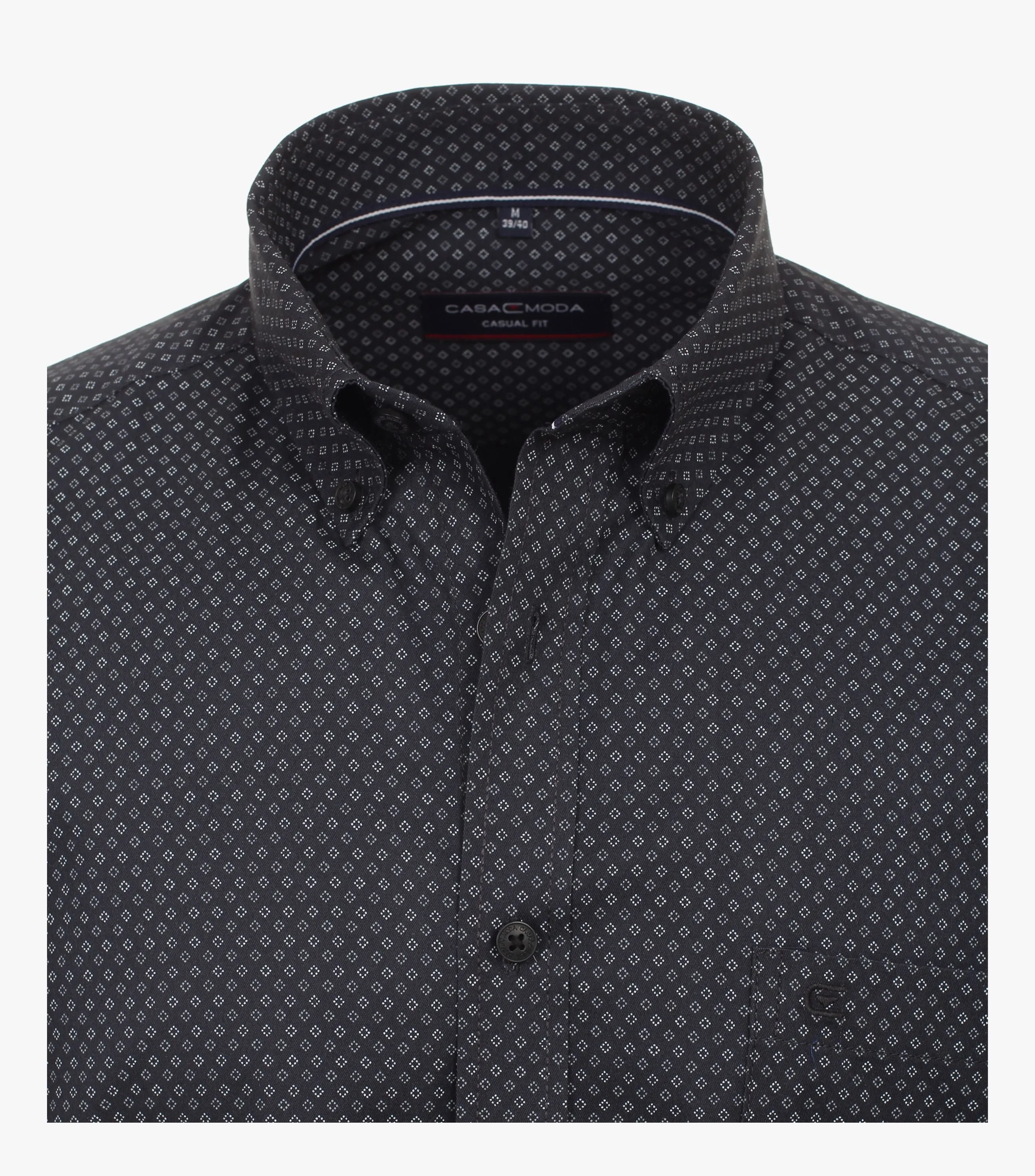 Casa Moda Long Sleeve Diamond Print Casual Shirt 750 - Black/Grey