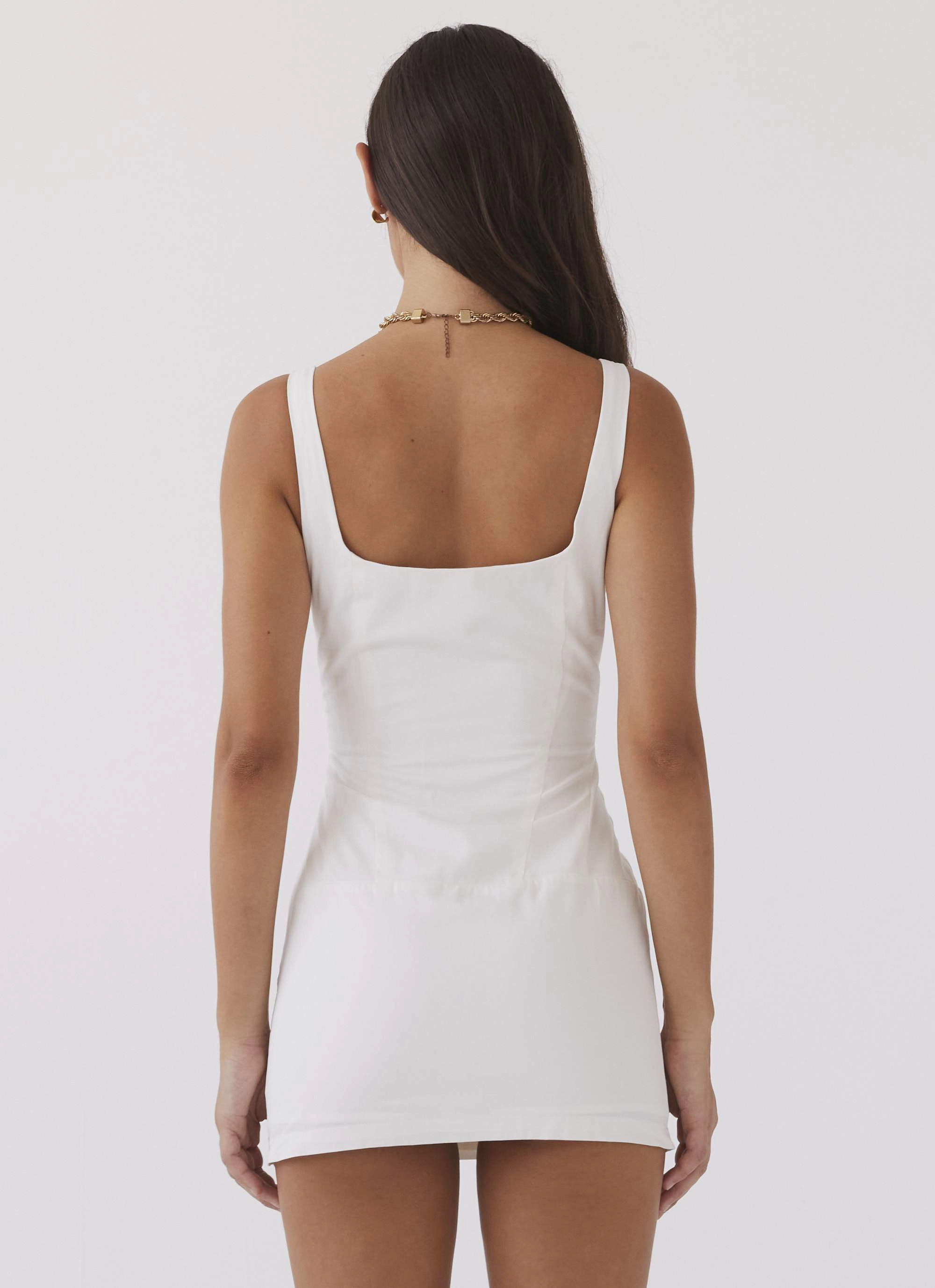 Balanced Tones Casey Lace Up Mini Dress - White
