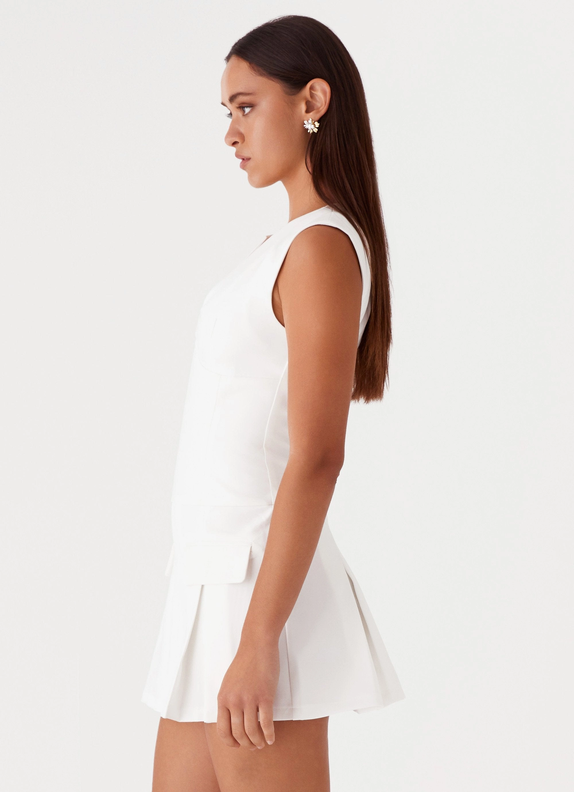 Casual Elegance Natural Wrap Cassia Mini Dress - White