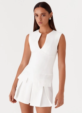 Cassia Mini Dress - White Subtle Look Fashion-forward day dress