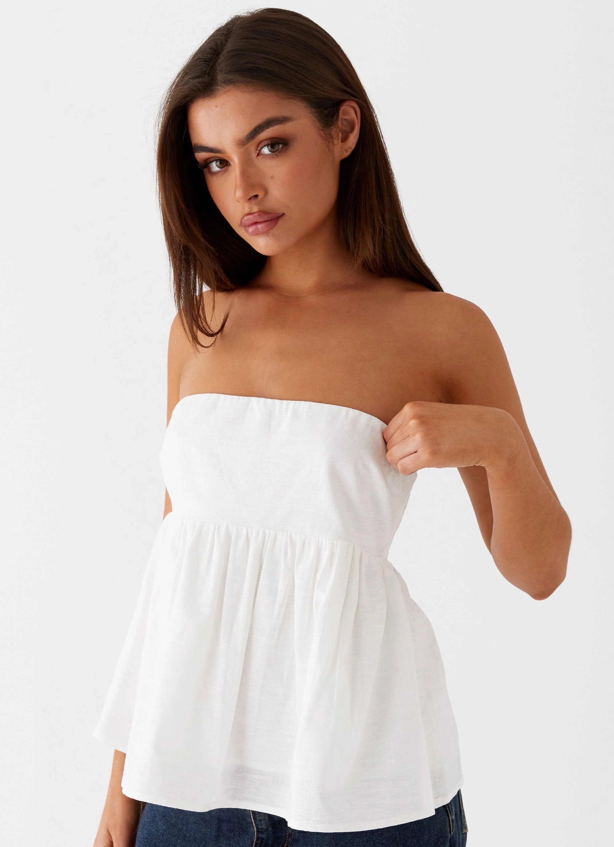 Cassie Tube Top - White Snag Resistant Surface
