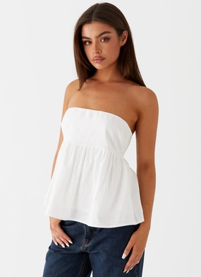 Cassie Tube Top - White Soft Brushed Lining YarnDye Technique