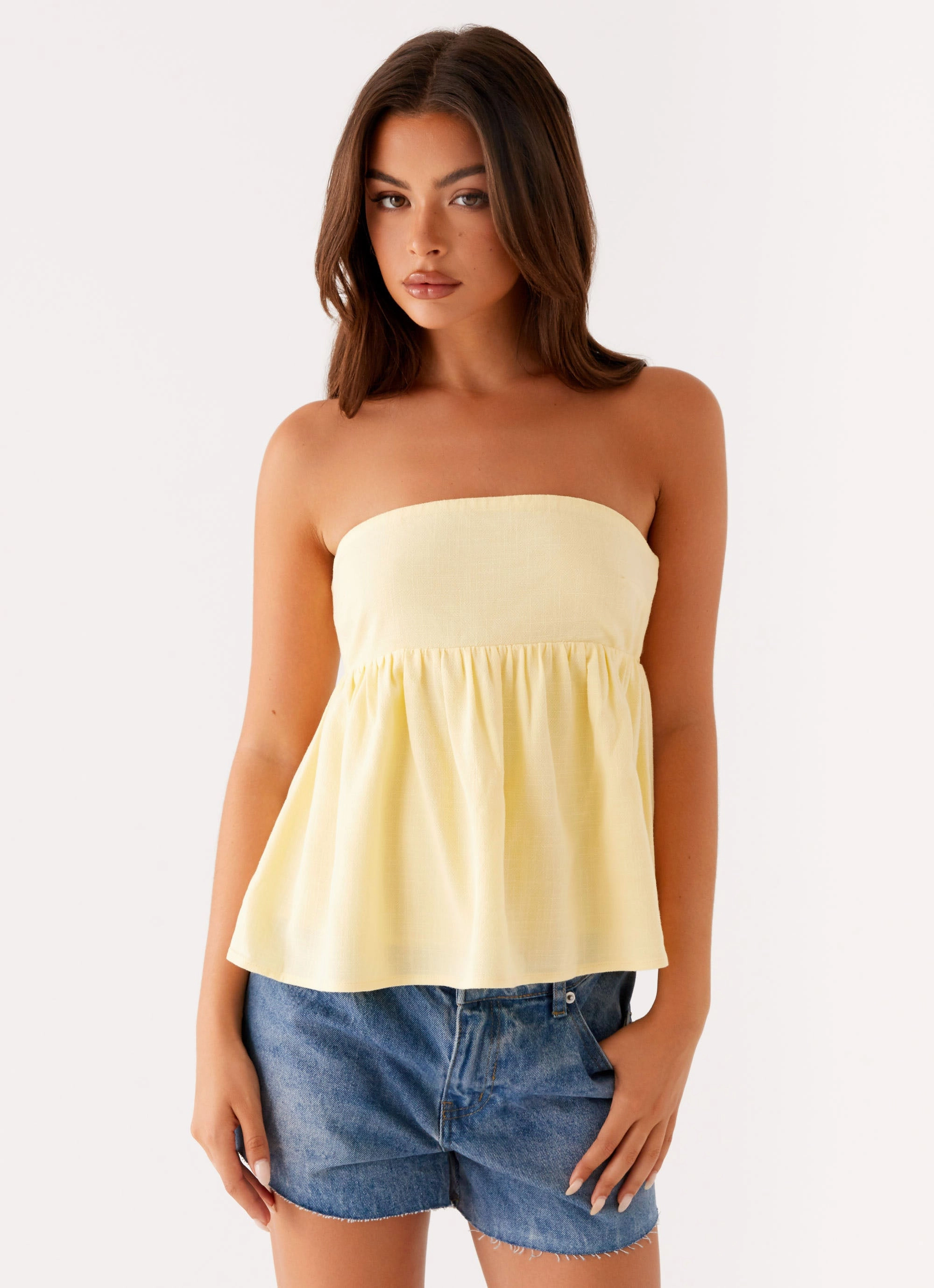 Cassie Tube Top - Yellow Shrinkage Prevention Treatment VentilatedMesh