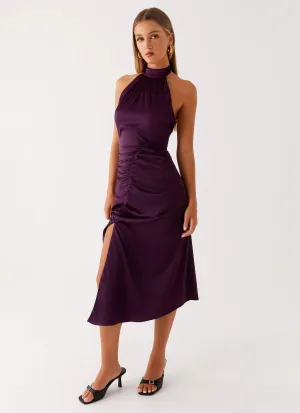 Casta Halterneck Midi Dress - Plum Easy Draping