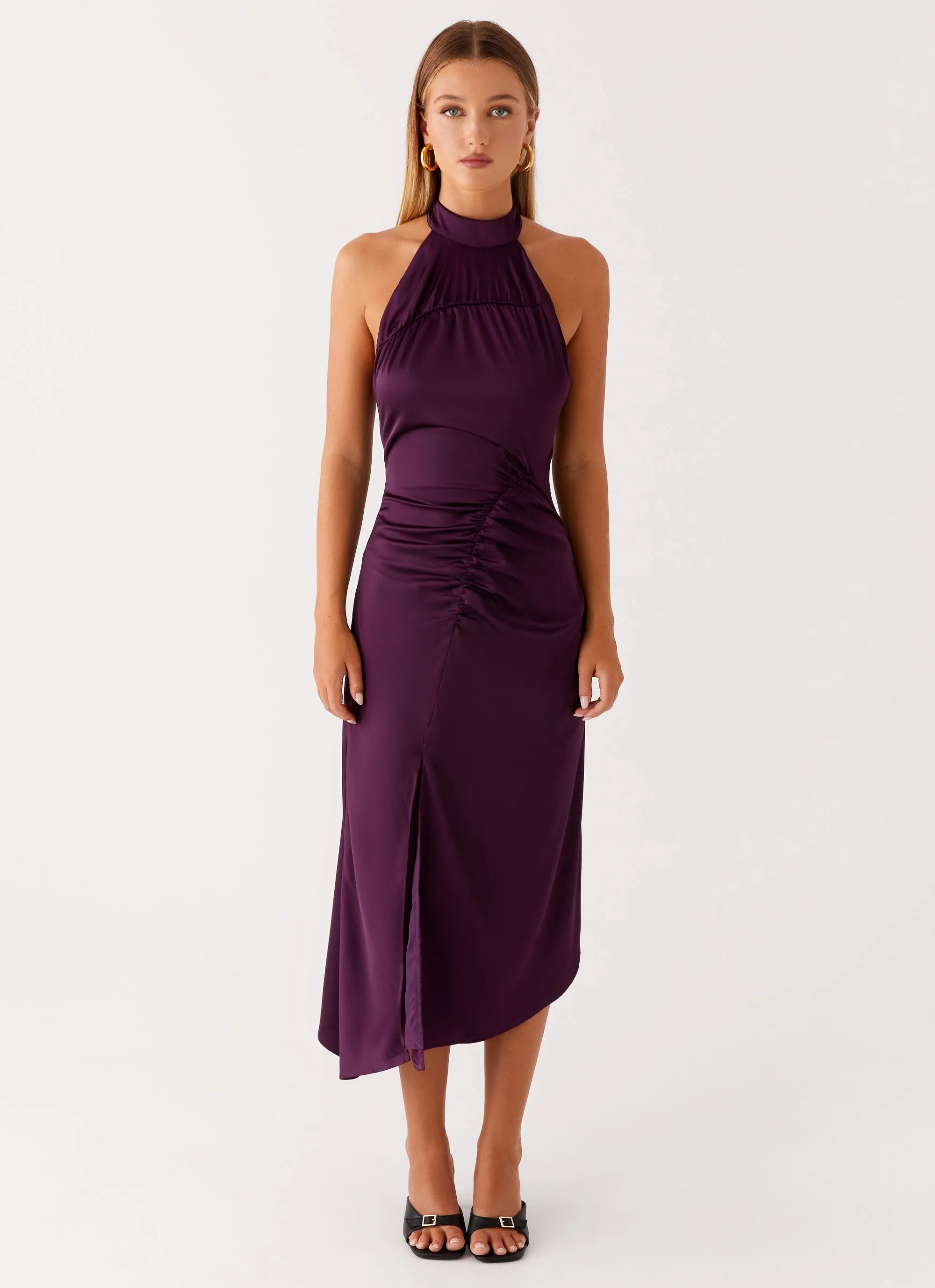 Casta Halterneck Midi Dress - Plum Timeless Beauty Color Soft