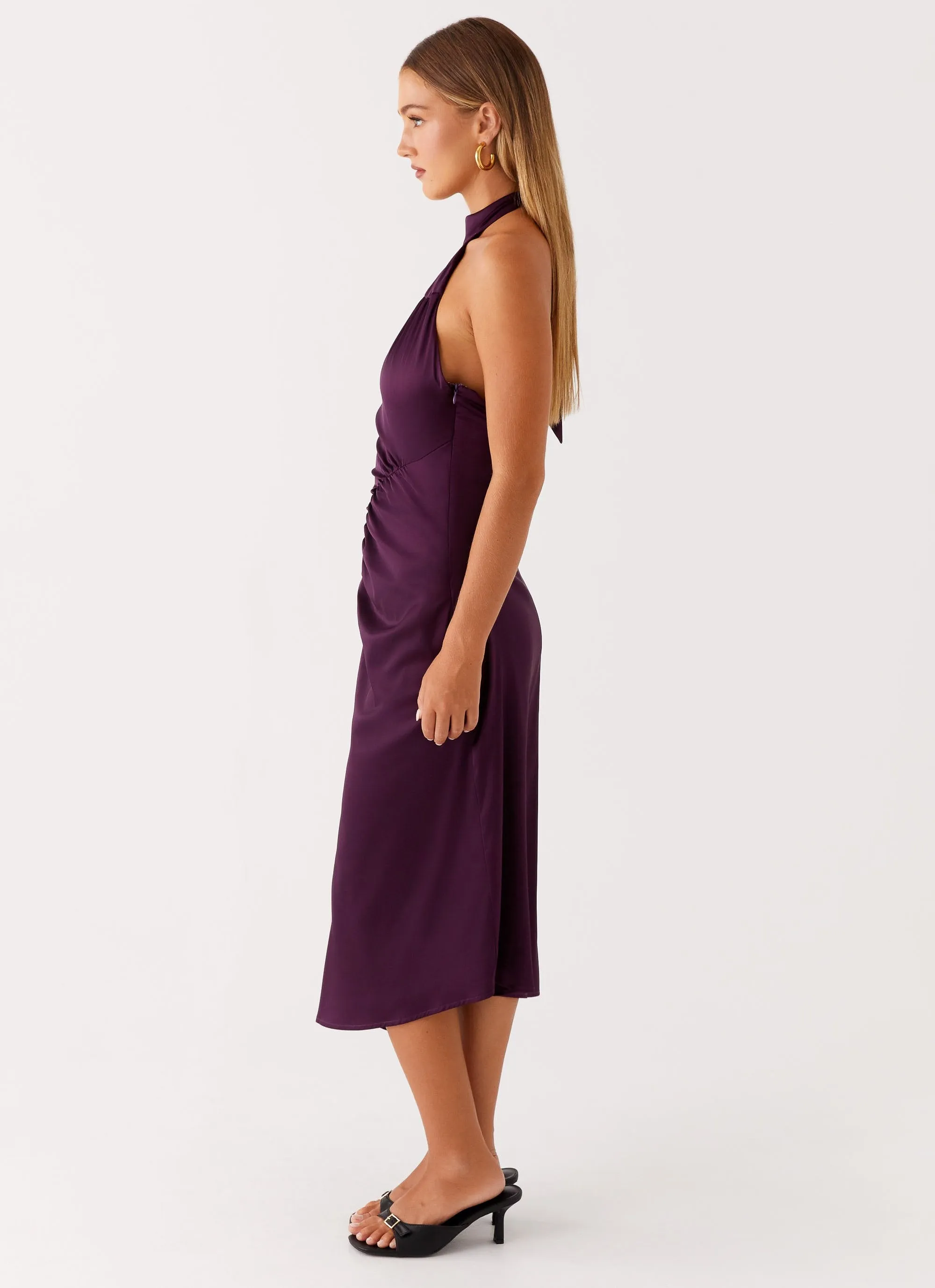 Eco Friendly Everyday Piece Casta Halterneck Midi Dress - Plum