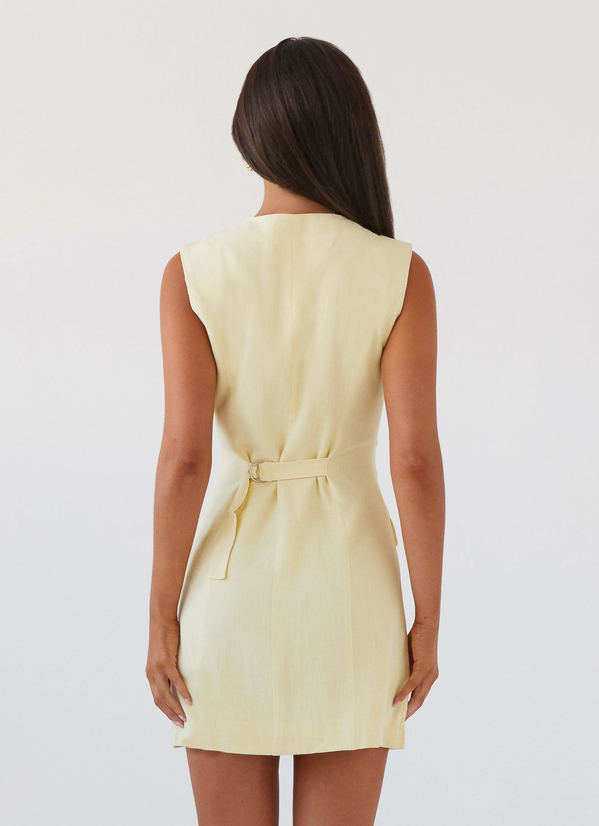 Silky Shape Castello Fiore Linen Mini Dress - Lemon