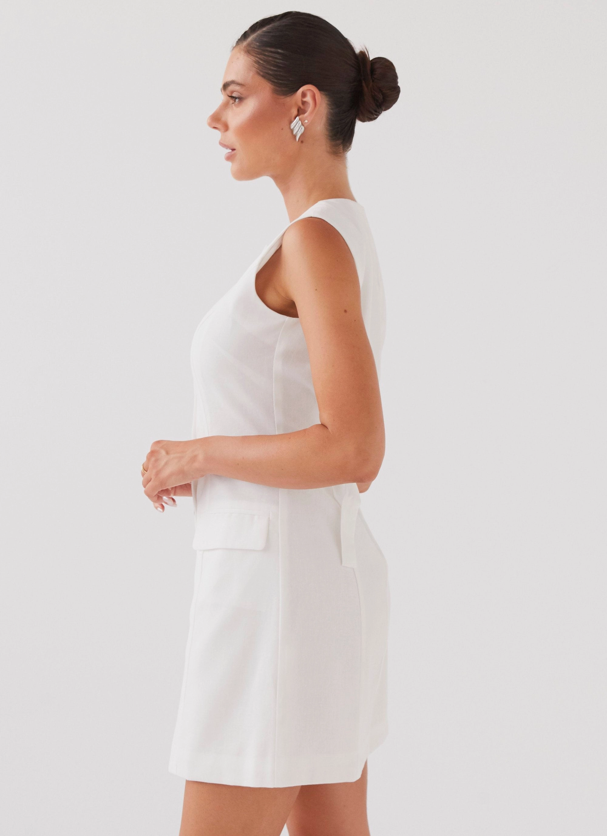 Castello Fiore Linen Mini Dress - White Soft Feel