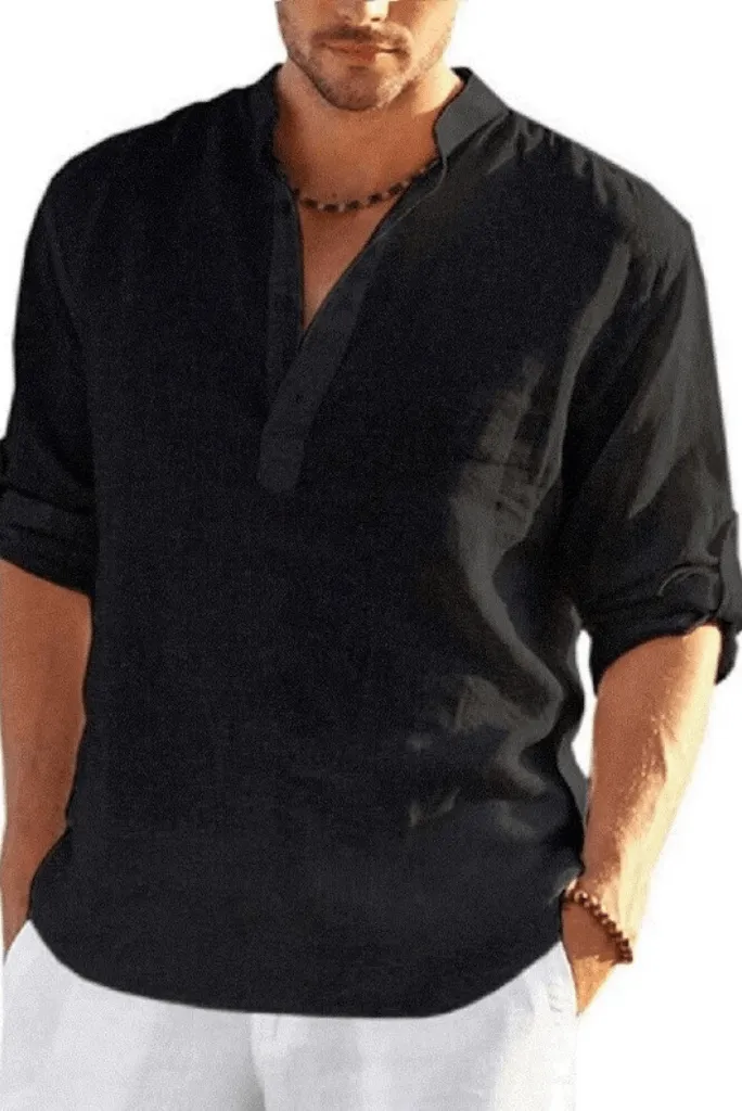 Casual Blouse Cotton Linen T-Shirt, Linen Clothing, Summer Linen Shirt, Beach Clothing, Casual Linen Loose Tops Long Sleeve Tee