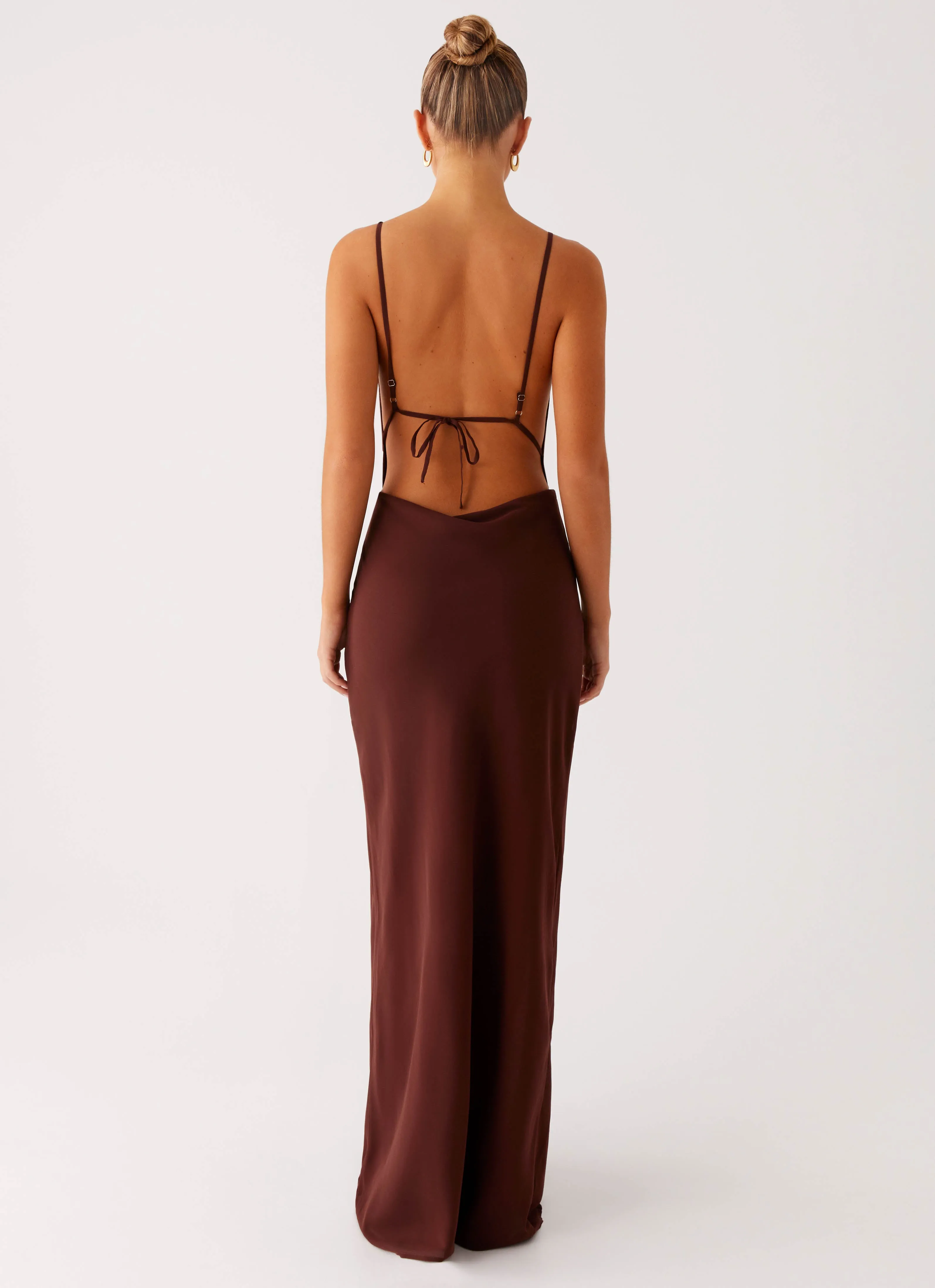 Elation Cowl Neck Maxi Dress - Chocolate Flowy Layers Pure Fabric