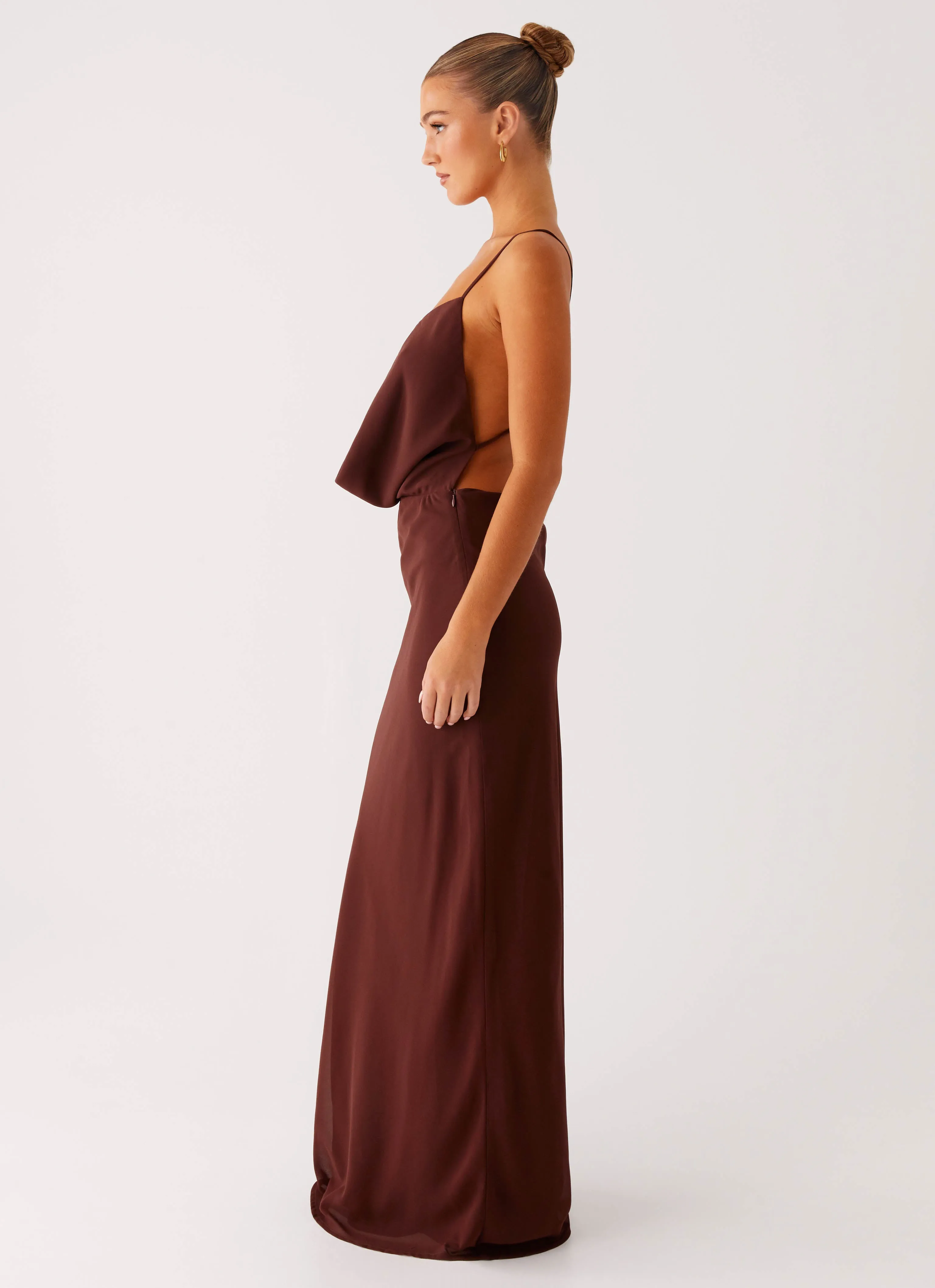 Cozy Touch Elation Cowl Neck Maxi Dress - Chocolate