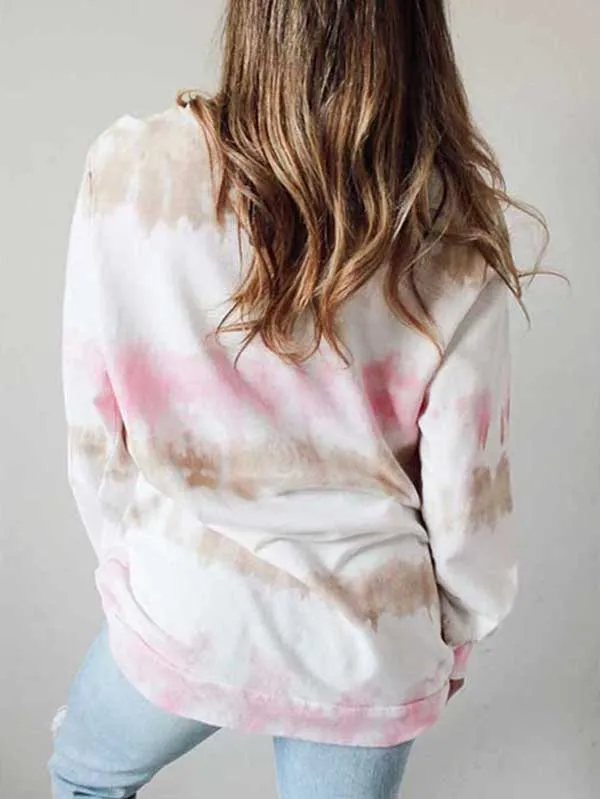 Casual Long Sleeve Tie Dye Pullover T-Shirt
