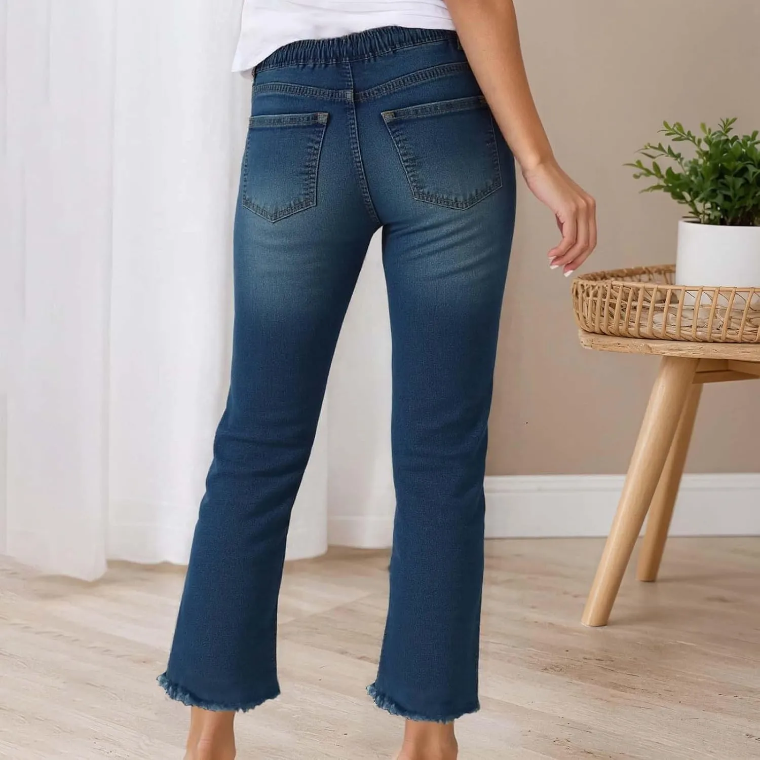 Casual Ripped Flared Jeans for Women Distressed Slim Fit Stretch Jeans for Women Womens High Waisted Denim Pants
