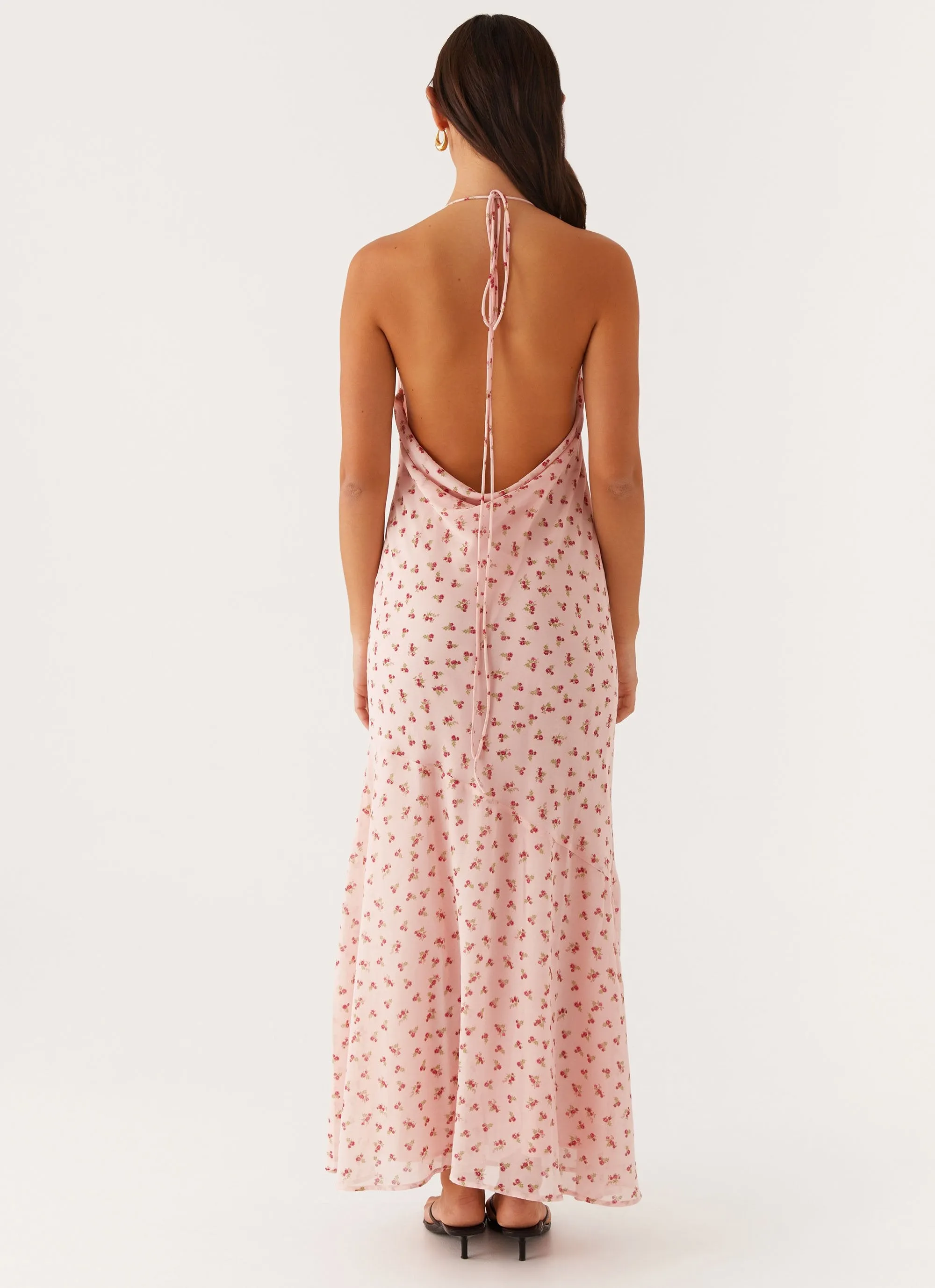 Alianna Cowl Neck Mesh Maxi Dress - Pink Flower summer look Guest Glam
