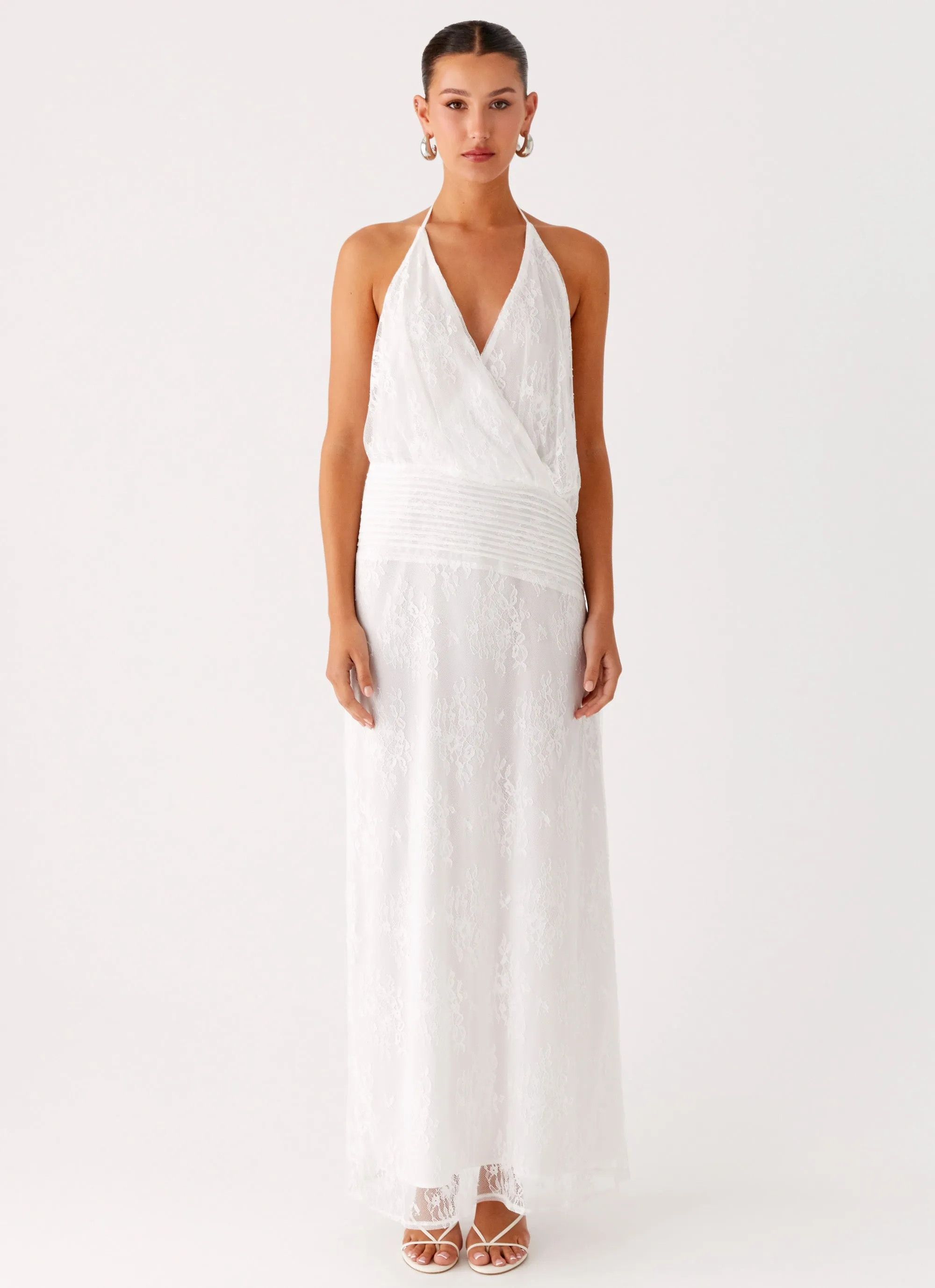 Perfect Mood Reinhart Halter Maxi Dress - White