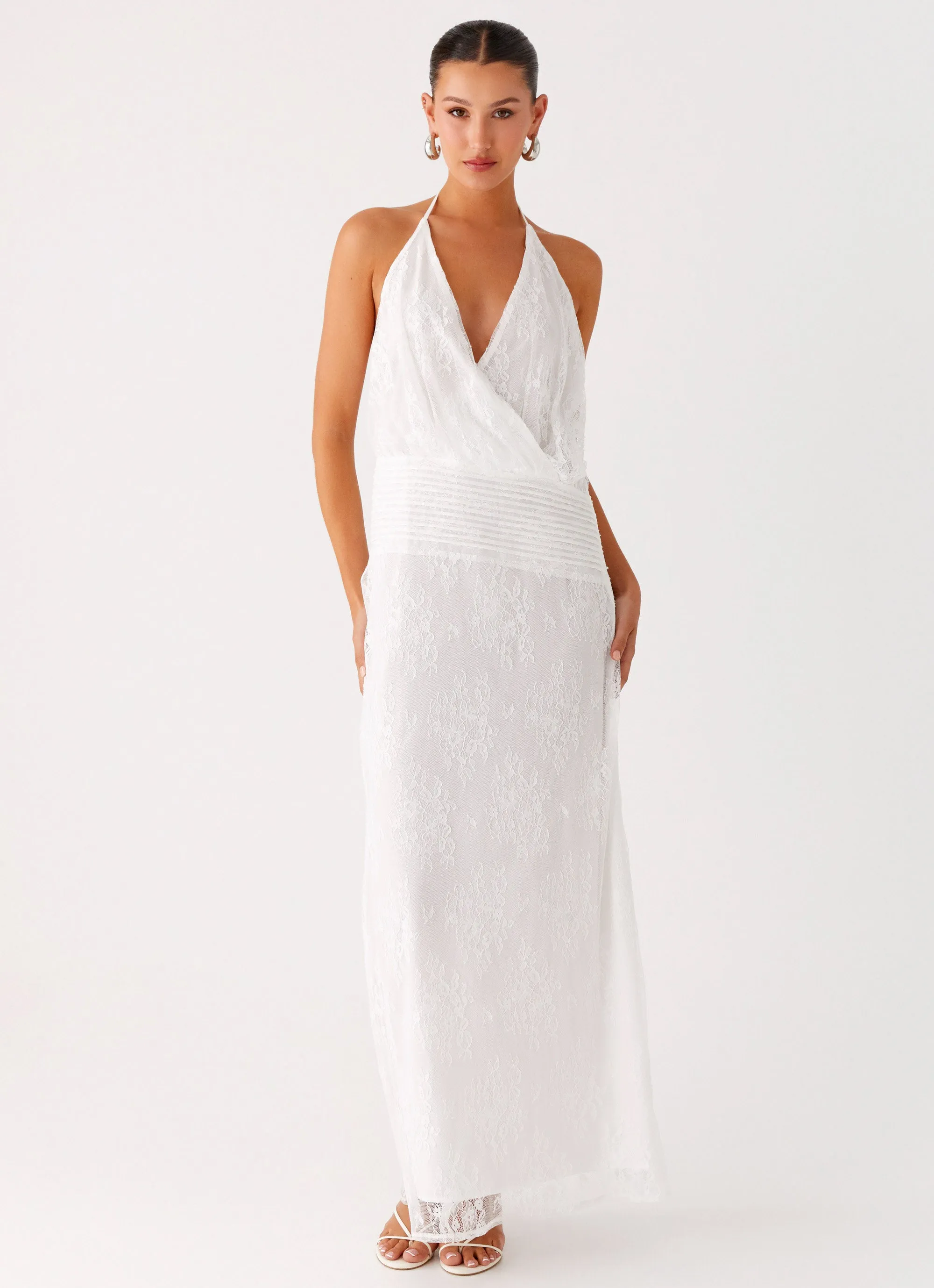 Waist Seam Resort-Wear Reinhart Halter Maxi Dress - White