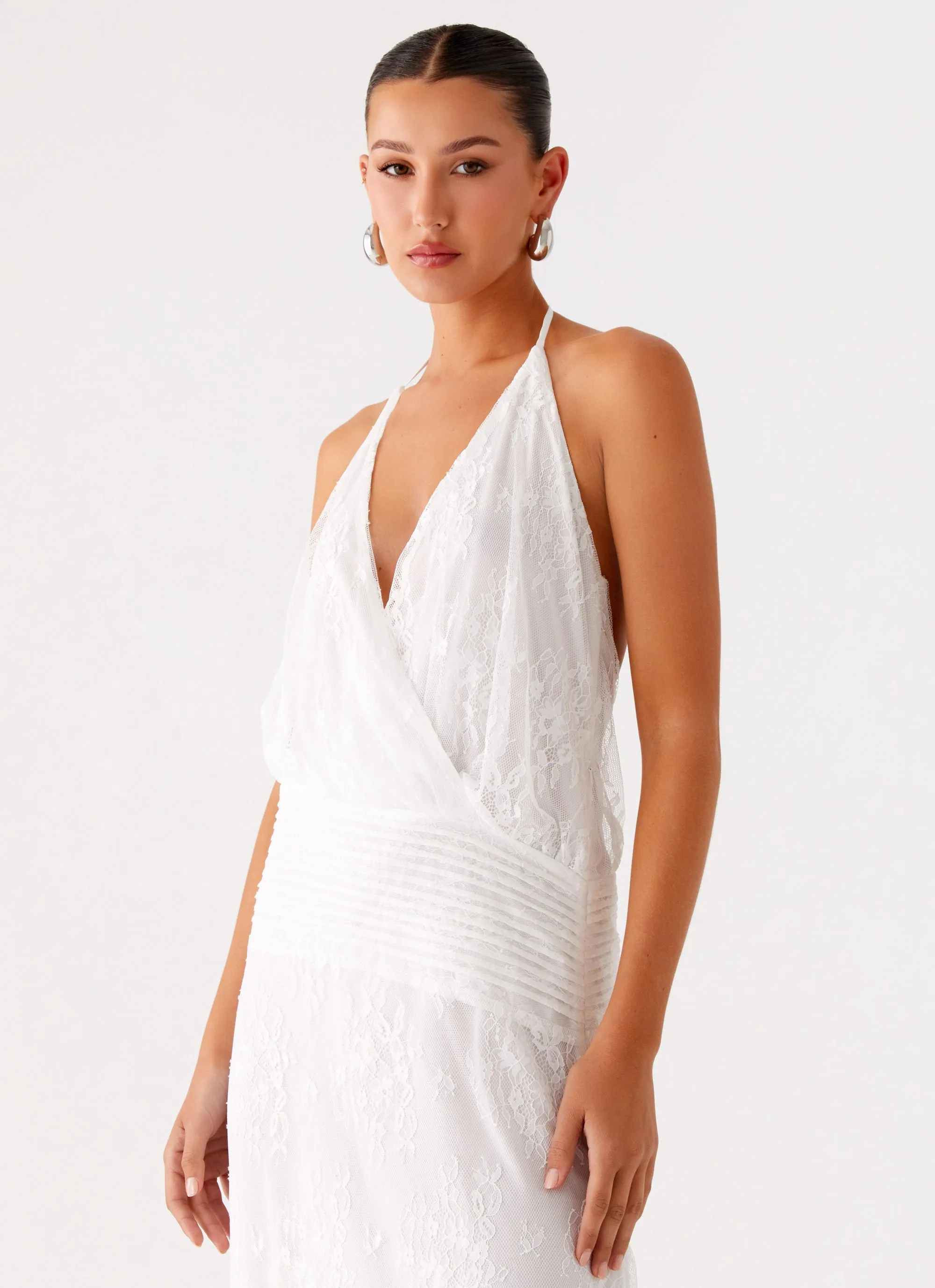 Reinhart Halter Maxi Dress - White Airy Silk