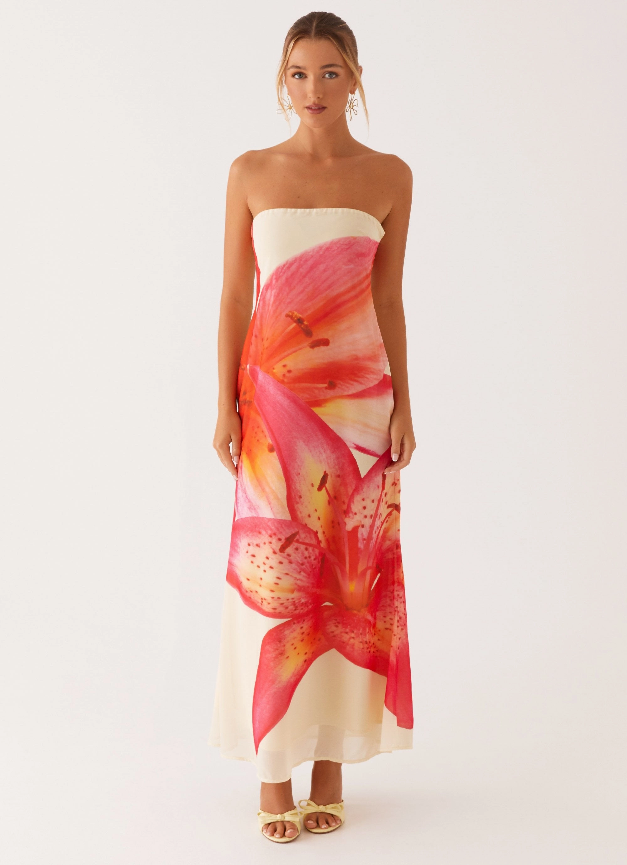 Skin Hug Silky Mood Darcy Maxi Dress - Yellow Floral
