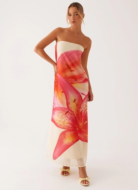 Flared shape Darcy Maxi Dress - Yellow Floral