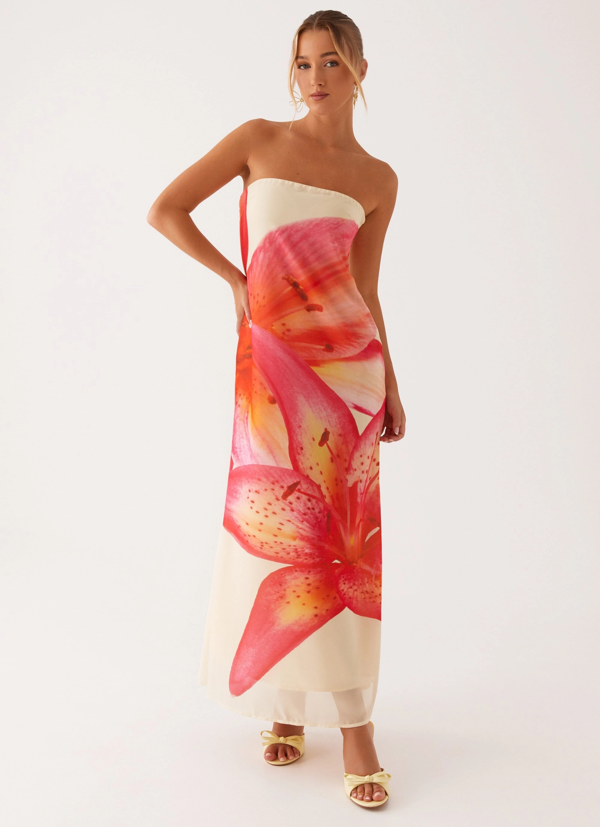 Flared shape Darcy Maxi Dress - Yellow Floral