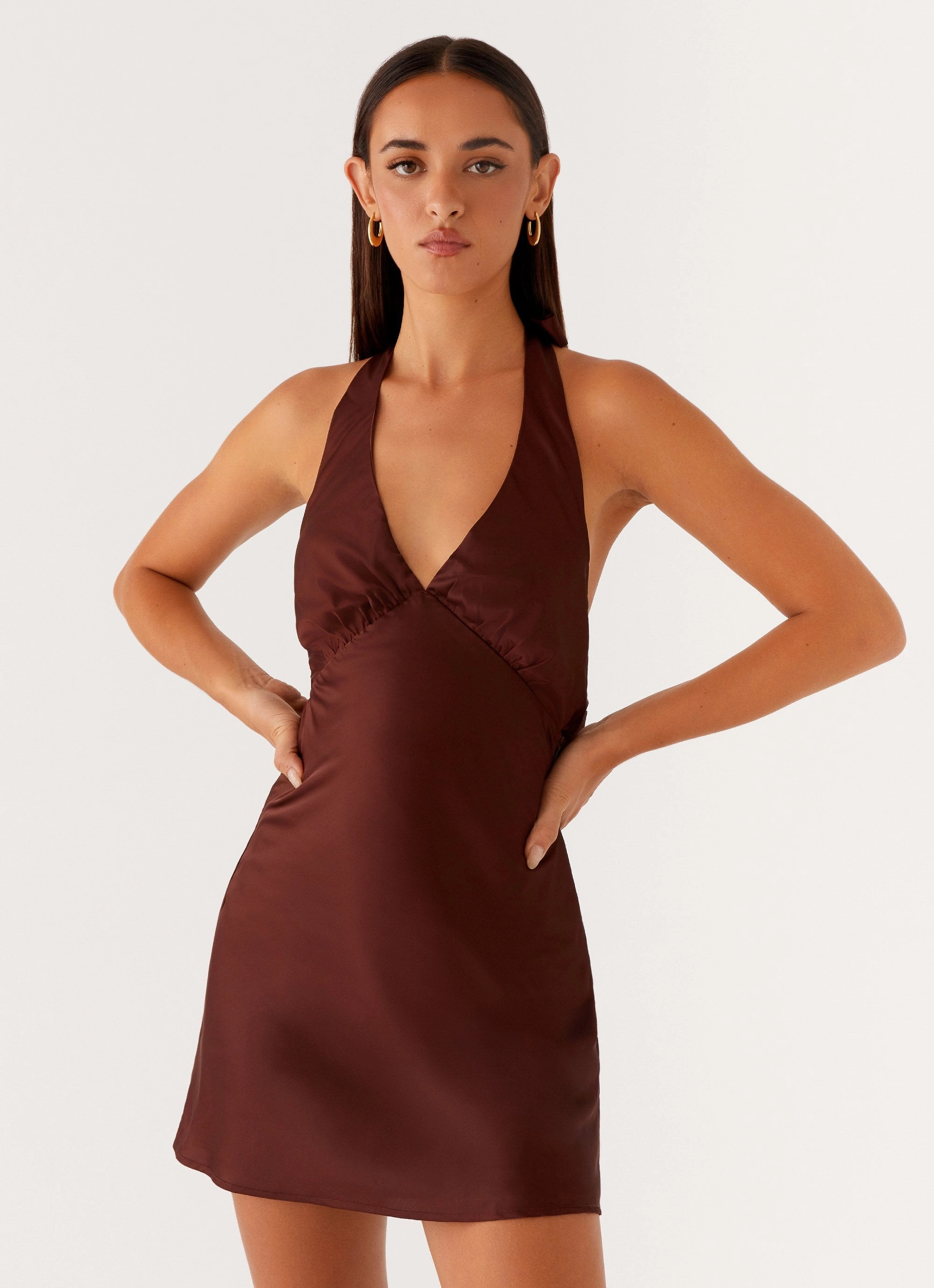 Party outfit Heavy Hearted Mini Dress - Chocolate