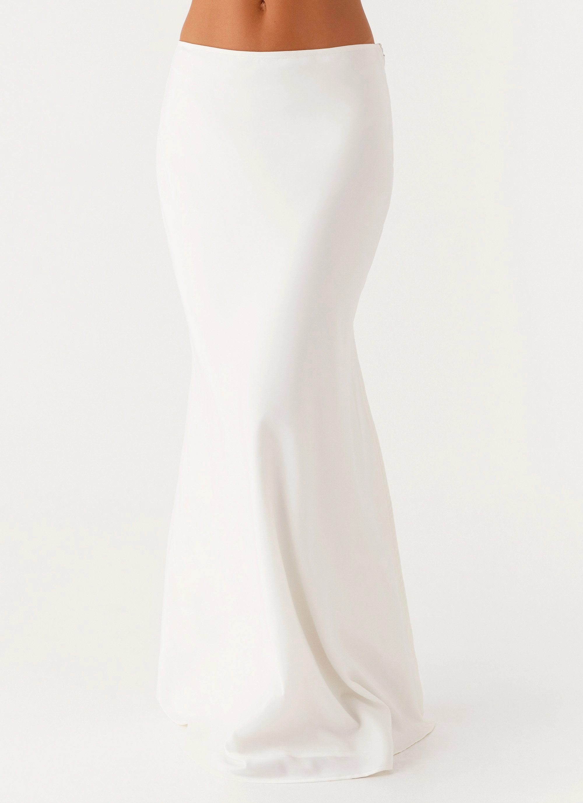 Seamless Design Mina Satin Maxi Skirt - White