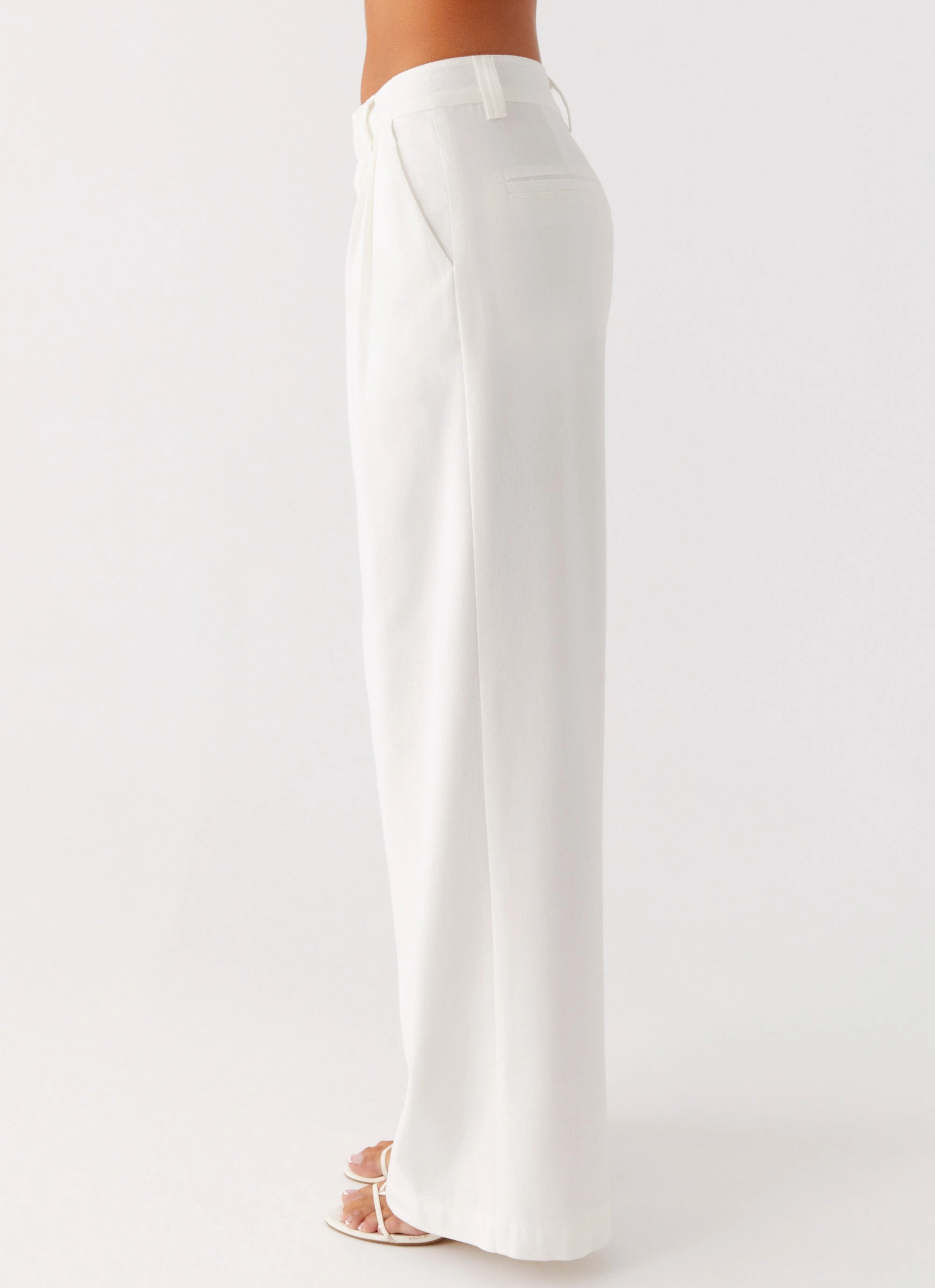 Delong Low Rise Linen Pants - White Eco Dye Process