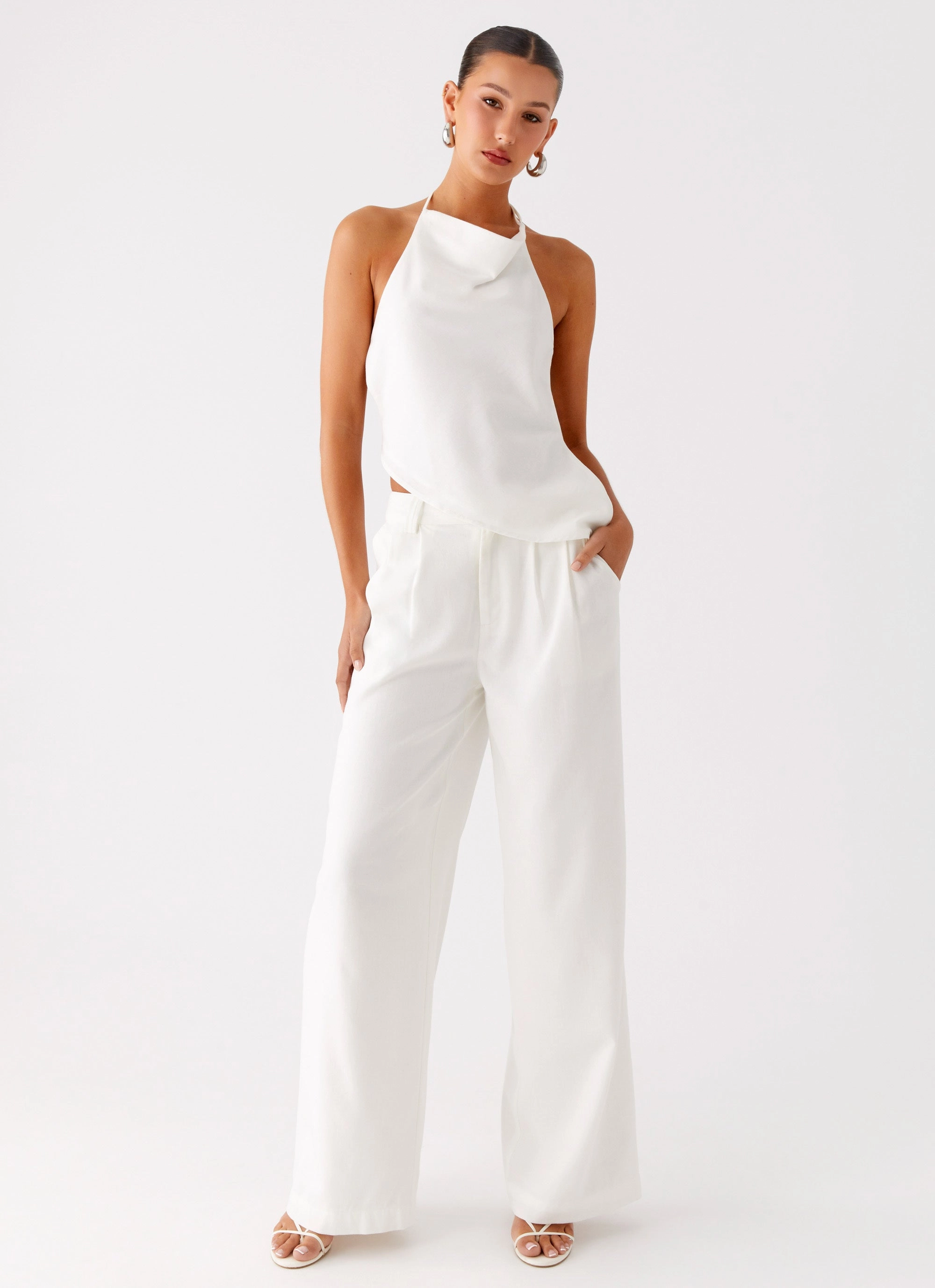 Minimal Fit Delong Low Rise Linen Pants - White