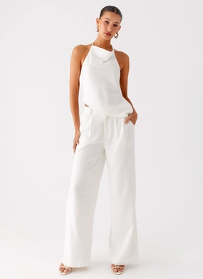 Minimal Fit Delong Low Rise Linen Pants - White