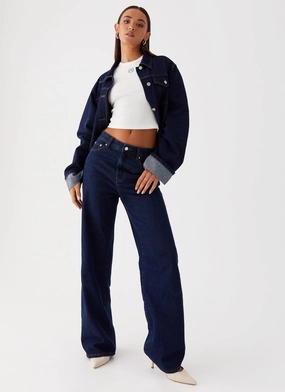 Back Again Straight Leg Denim Jeans - Blue Athletic Comfort Non Restrictive Cut