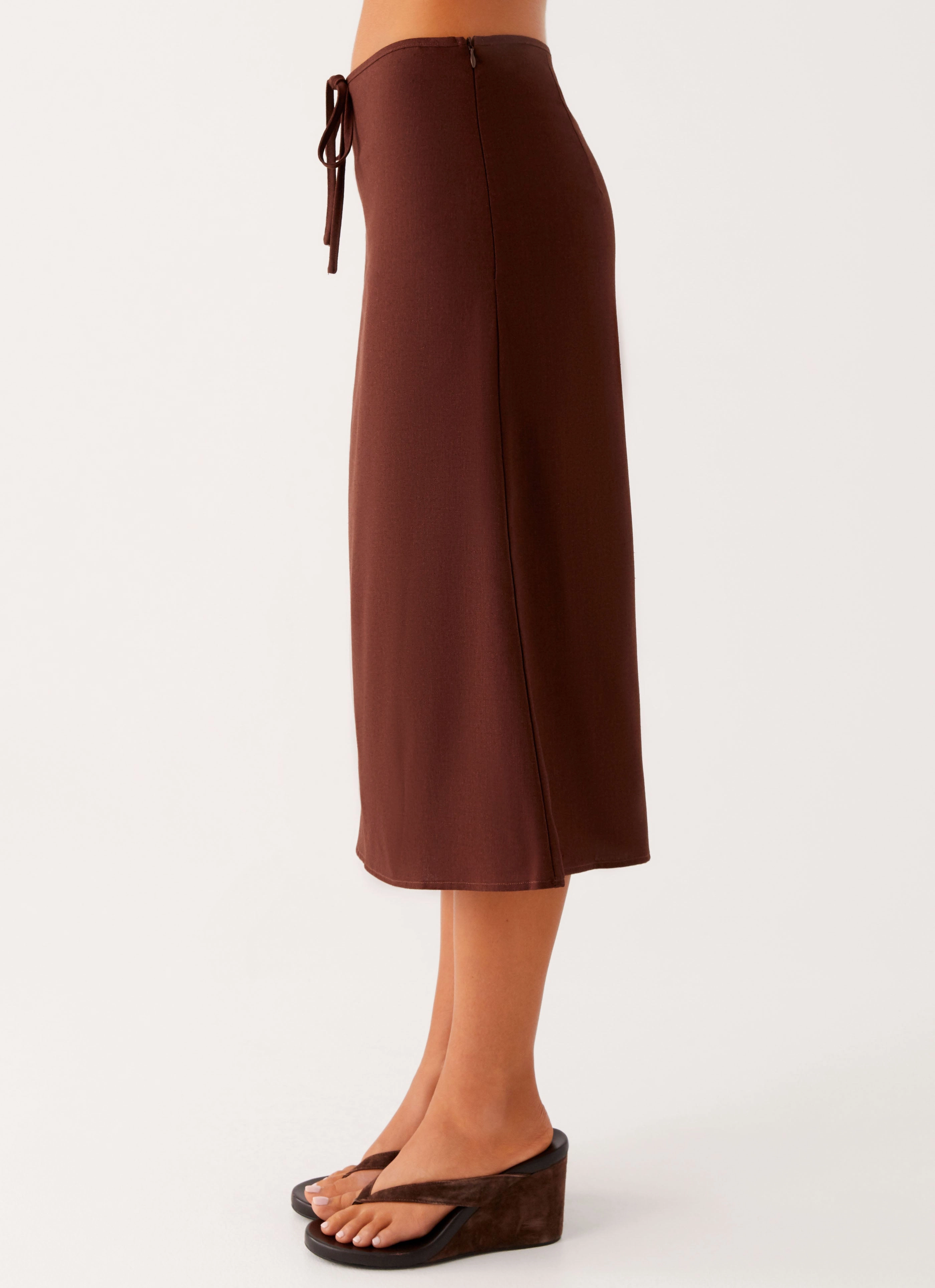 Esther Midi Skirt - Chocolate BreathableMeshLining AllDayComfort