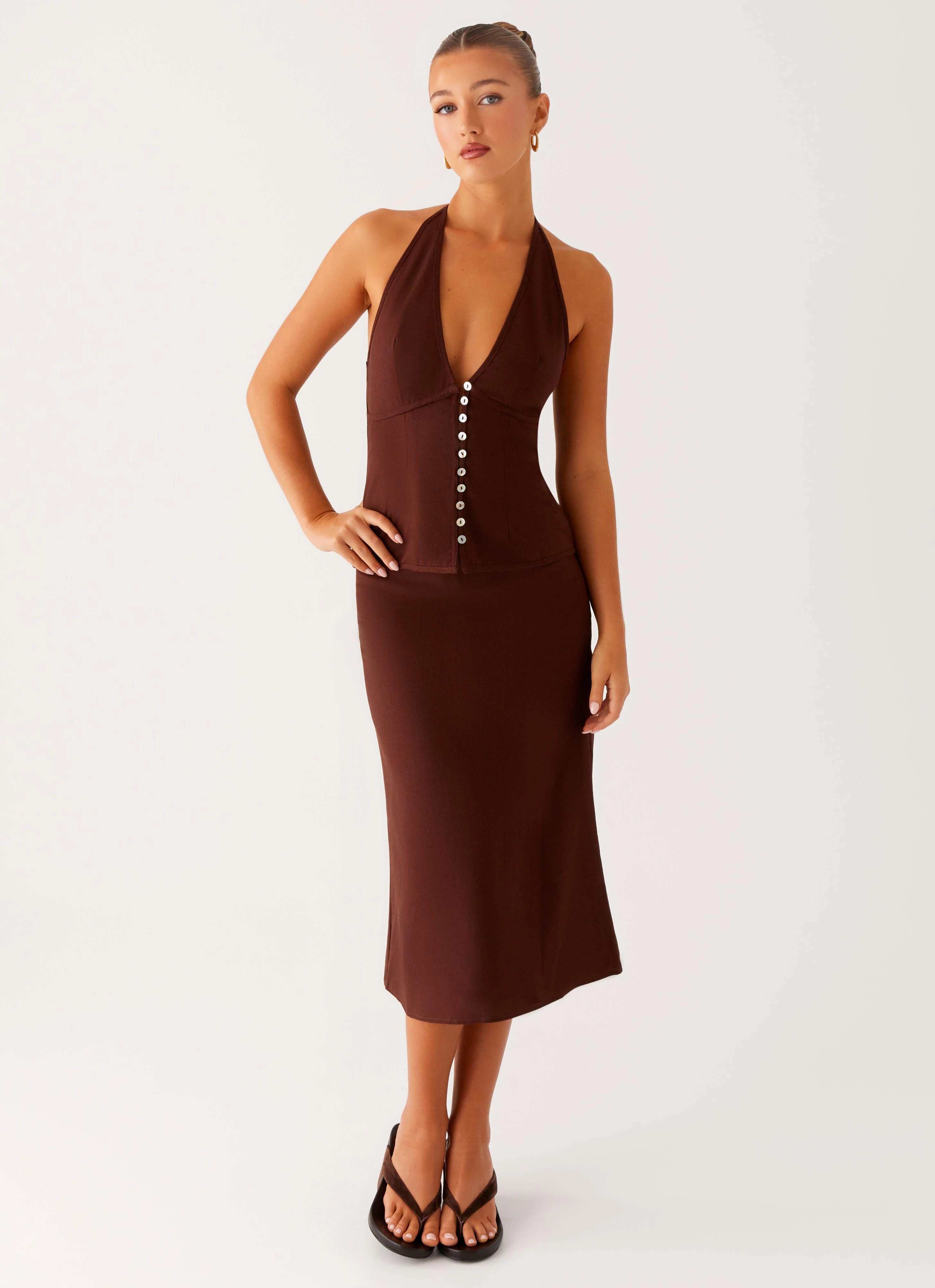 Smart Layering Esther Midi Skirt - Chocolate