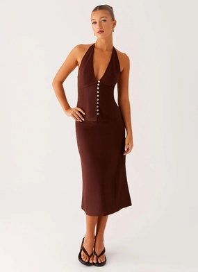 Smart Layering Esther Midi Skirt - Chocolate