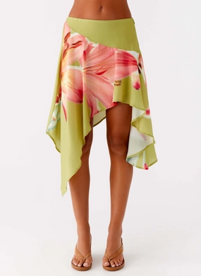 HypoallergenicMaterial Kia Low Rise Asymmetrical Midi Skirt - Jungle Floral