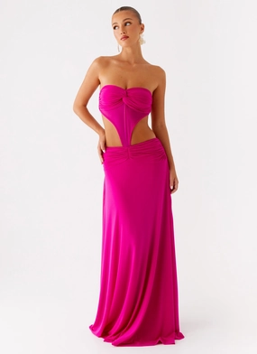 Bust-Enhancing Grace Base Carlene Maxi Dress - Fuchsia