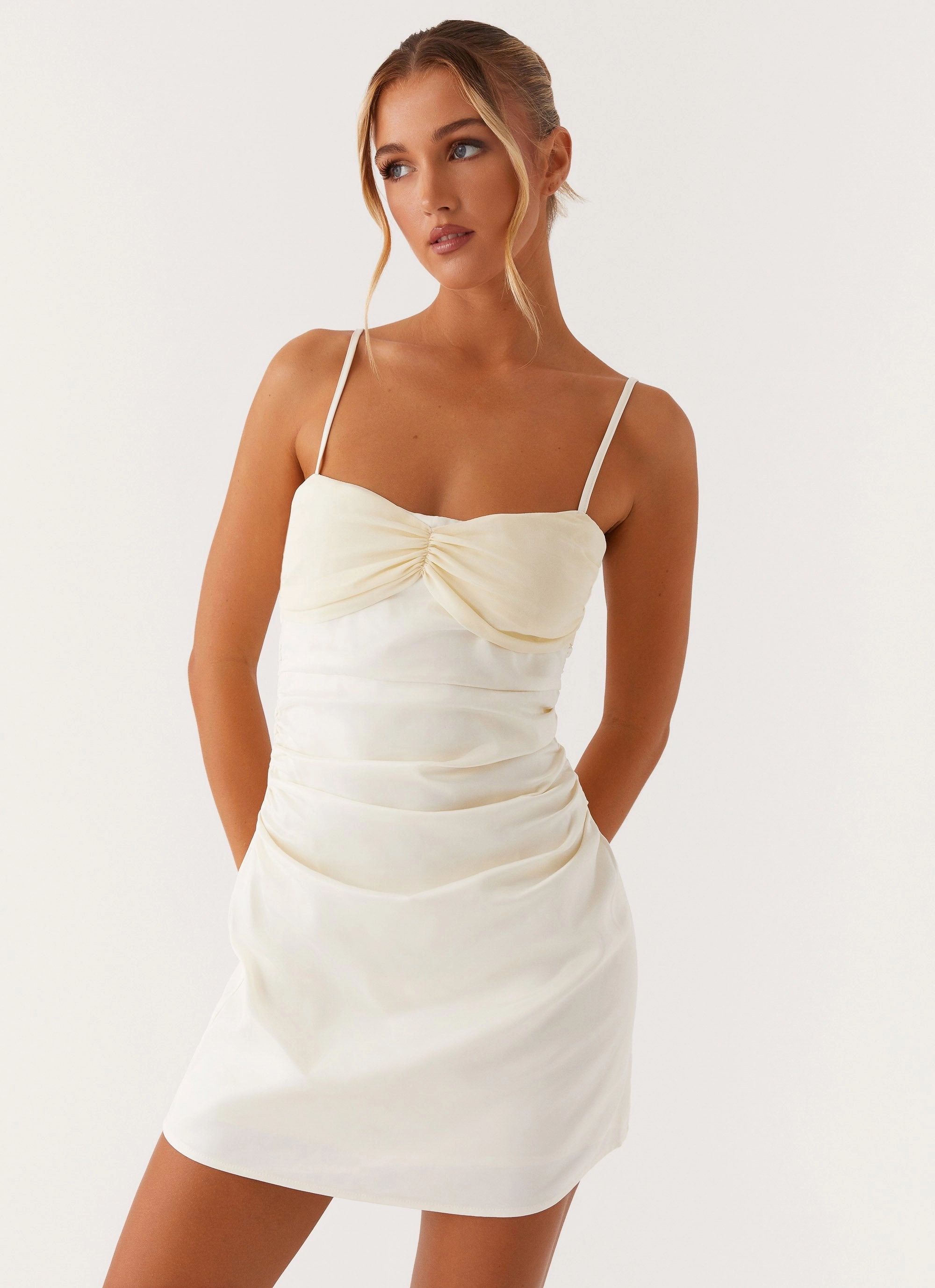 Last Summer Mini Dress - Ivory Polished Details Sophisticated Line