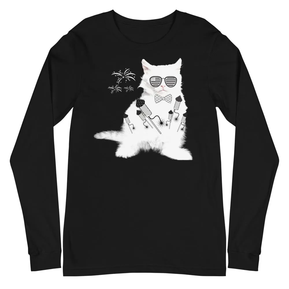 Cat print black full sleeve t-shirt for men, lioness-love