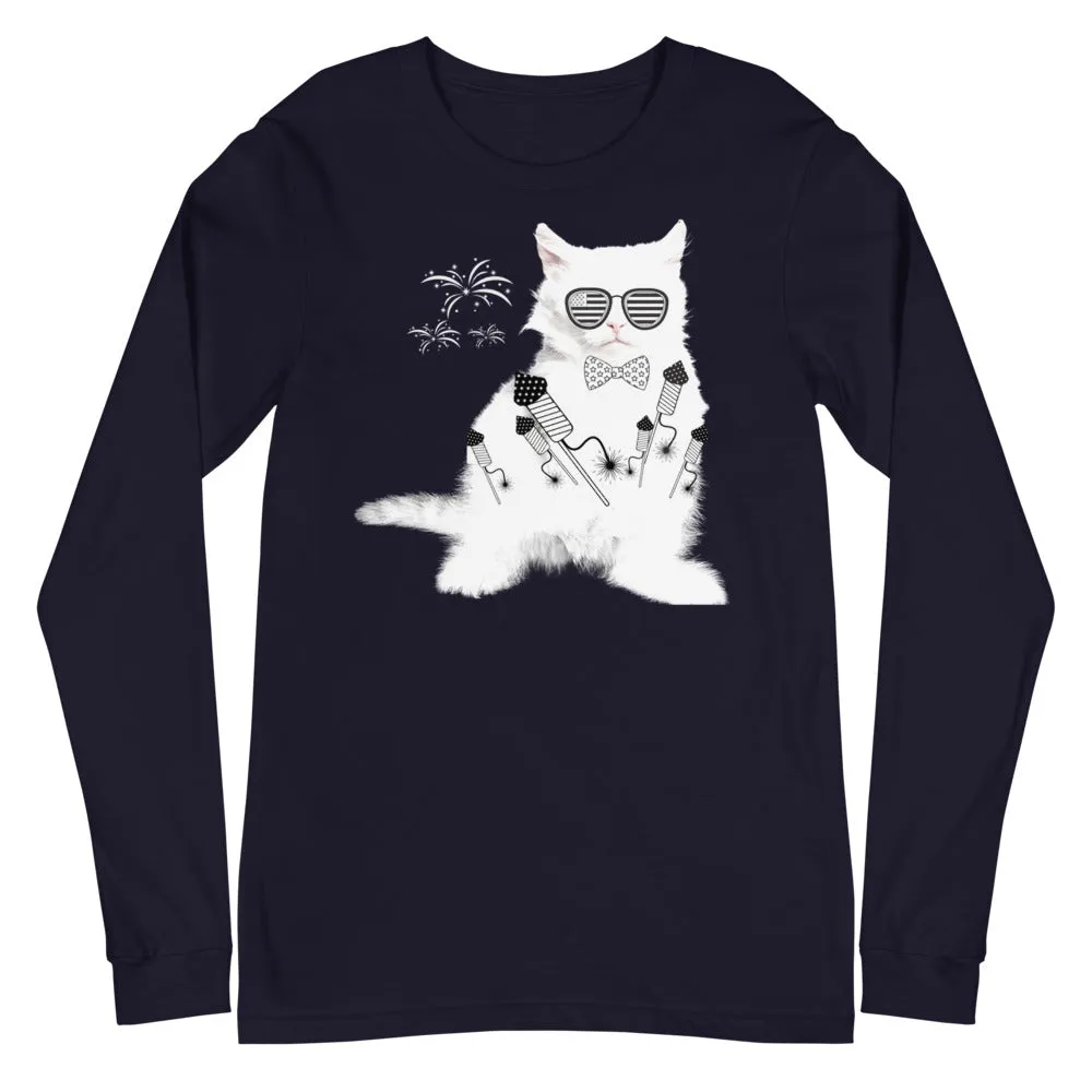 Cat print black full sleeve t-shirt for men, lioness-love