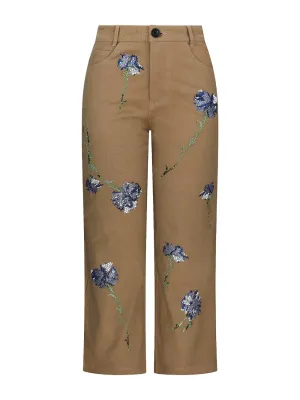 Cecil Beaton Embellished Cropped Wide Leg Pants