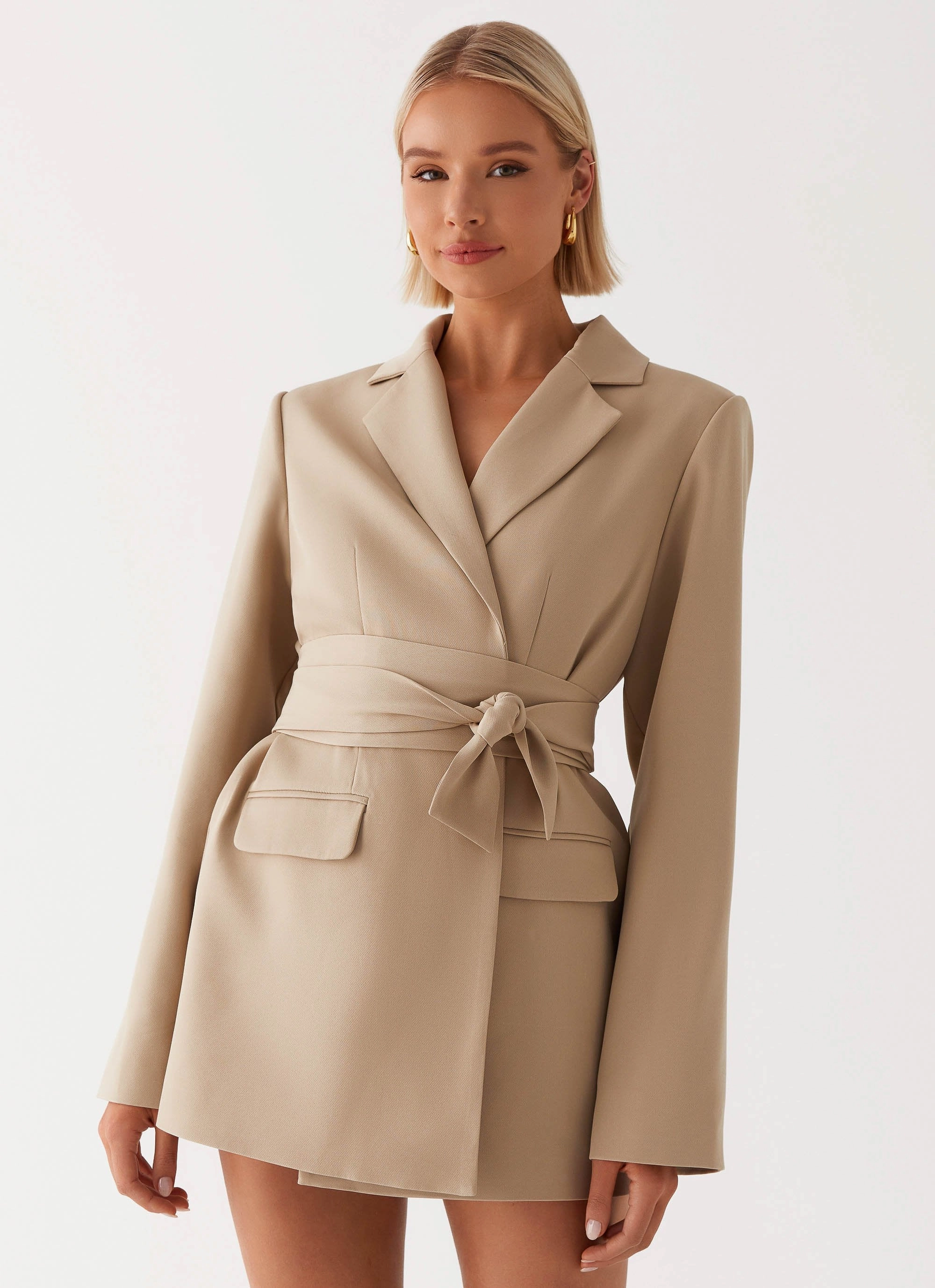 Silk Shine Clara Blazer Dress - Brown
