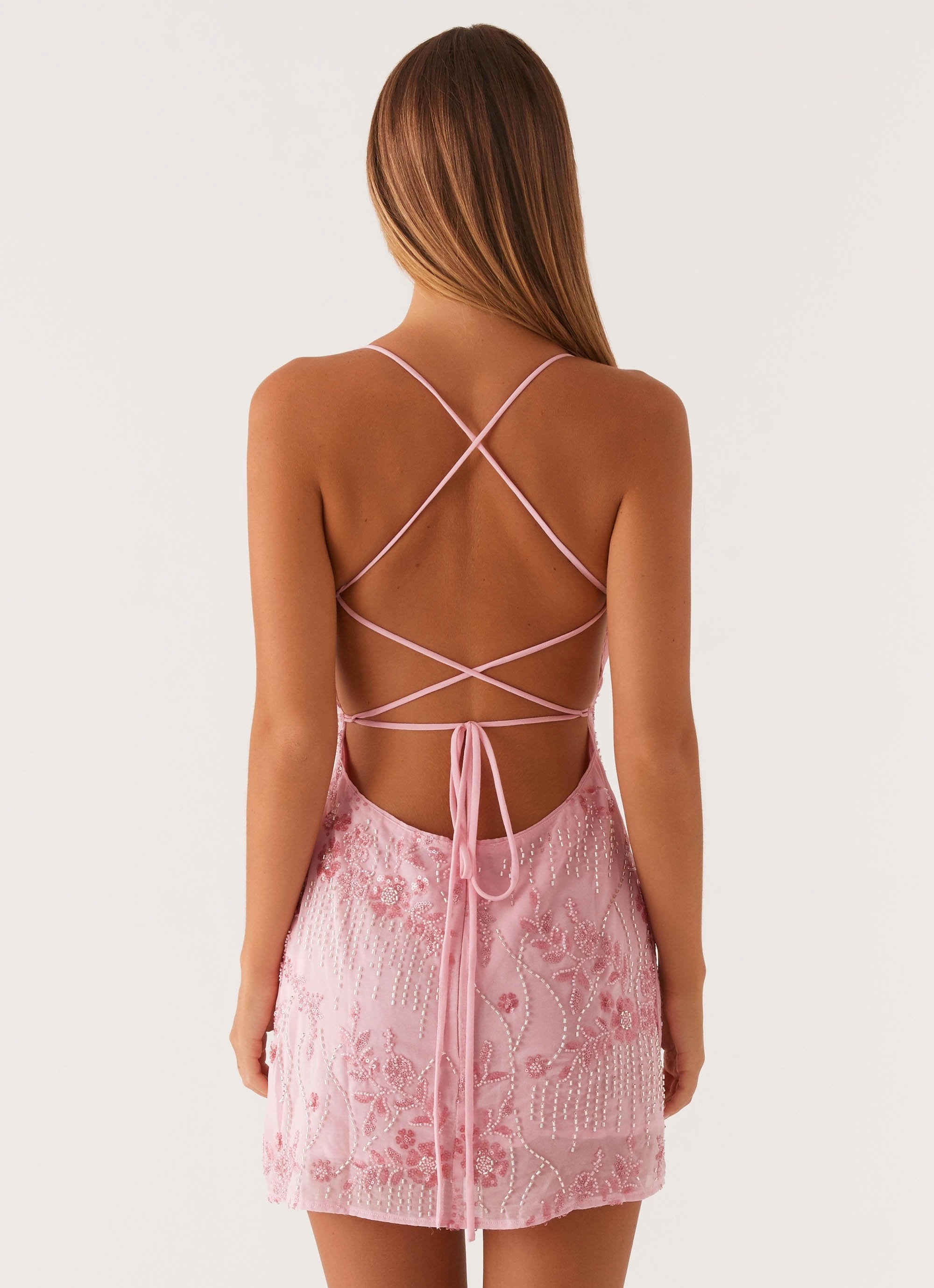 High-Fashion Timeless Cut Vietta Sequin Cami Mini Dress - Pink