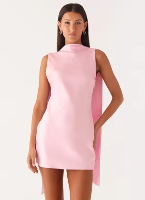 Cerina High Neck Mini Dress - Pink Soft Appearance