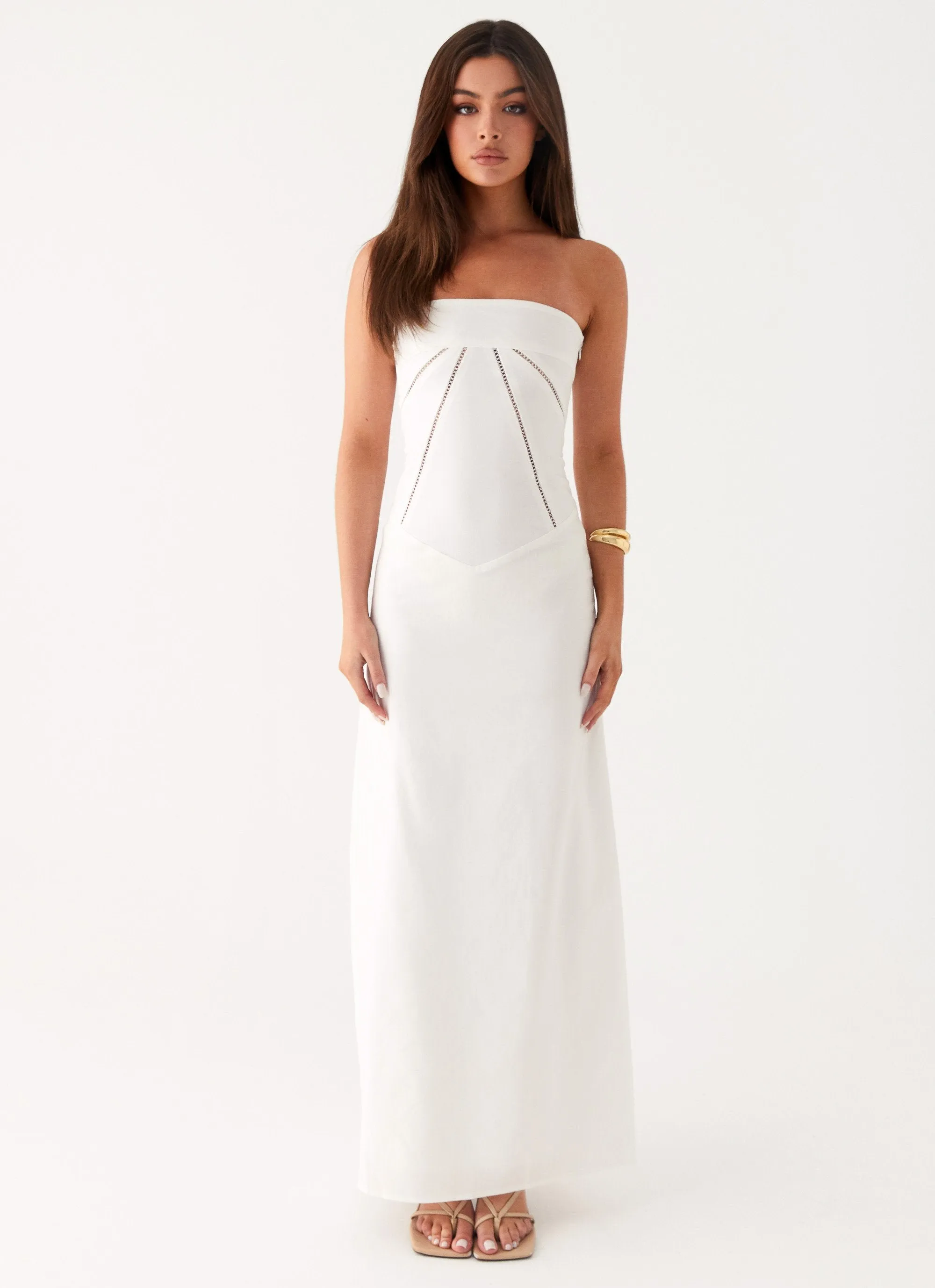 Cerisa Linen Maxi Dress - White Clean Mood