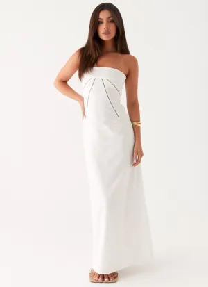 Shape Hug Cerisa Linen Maxi Dress - White