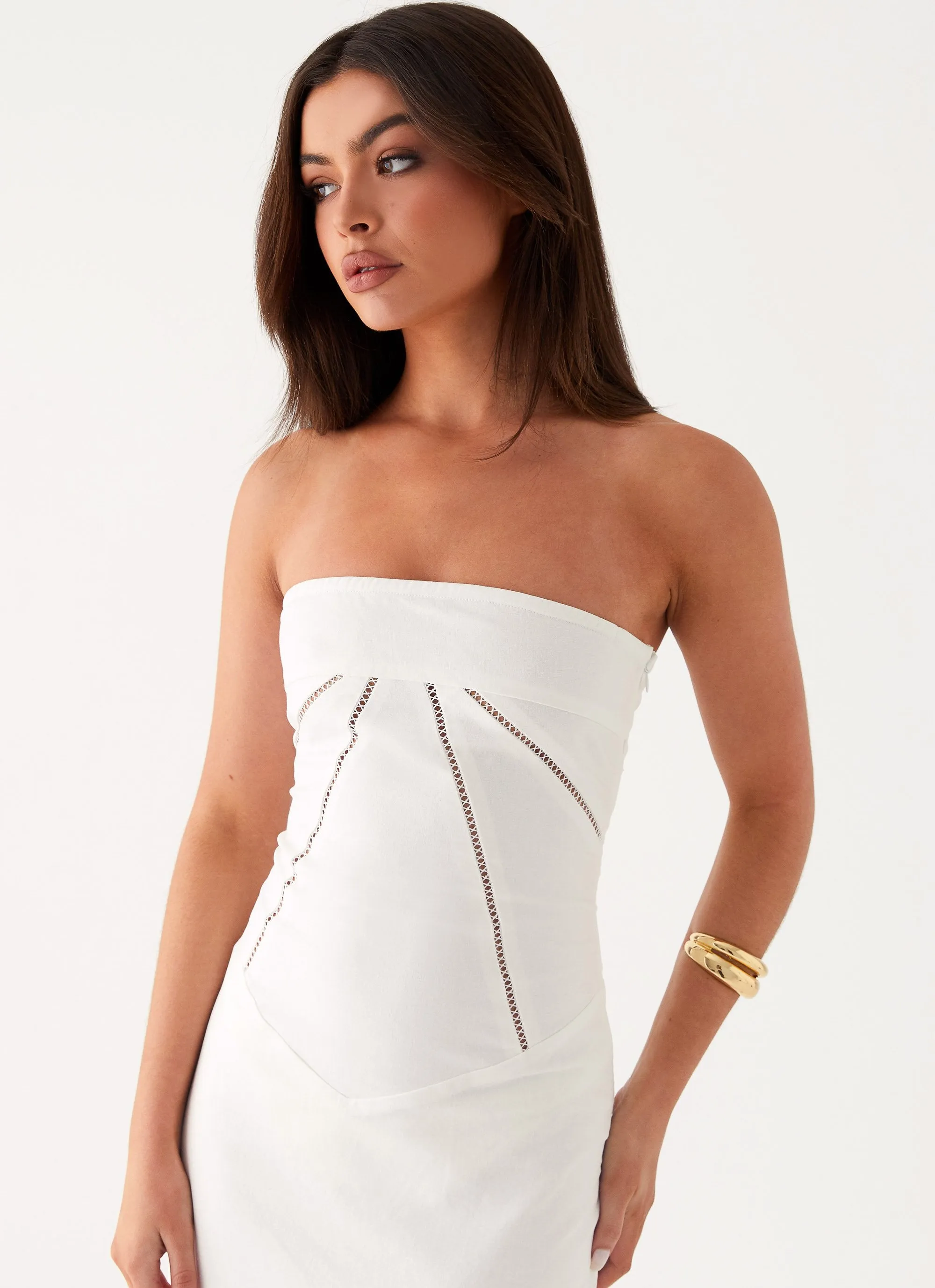 Cerisa Linen Maxi Dress - White Casual Essential Youthful Feel