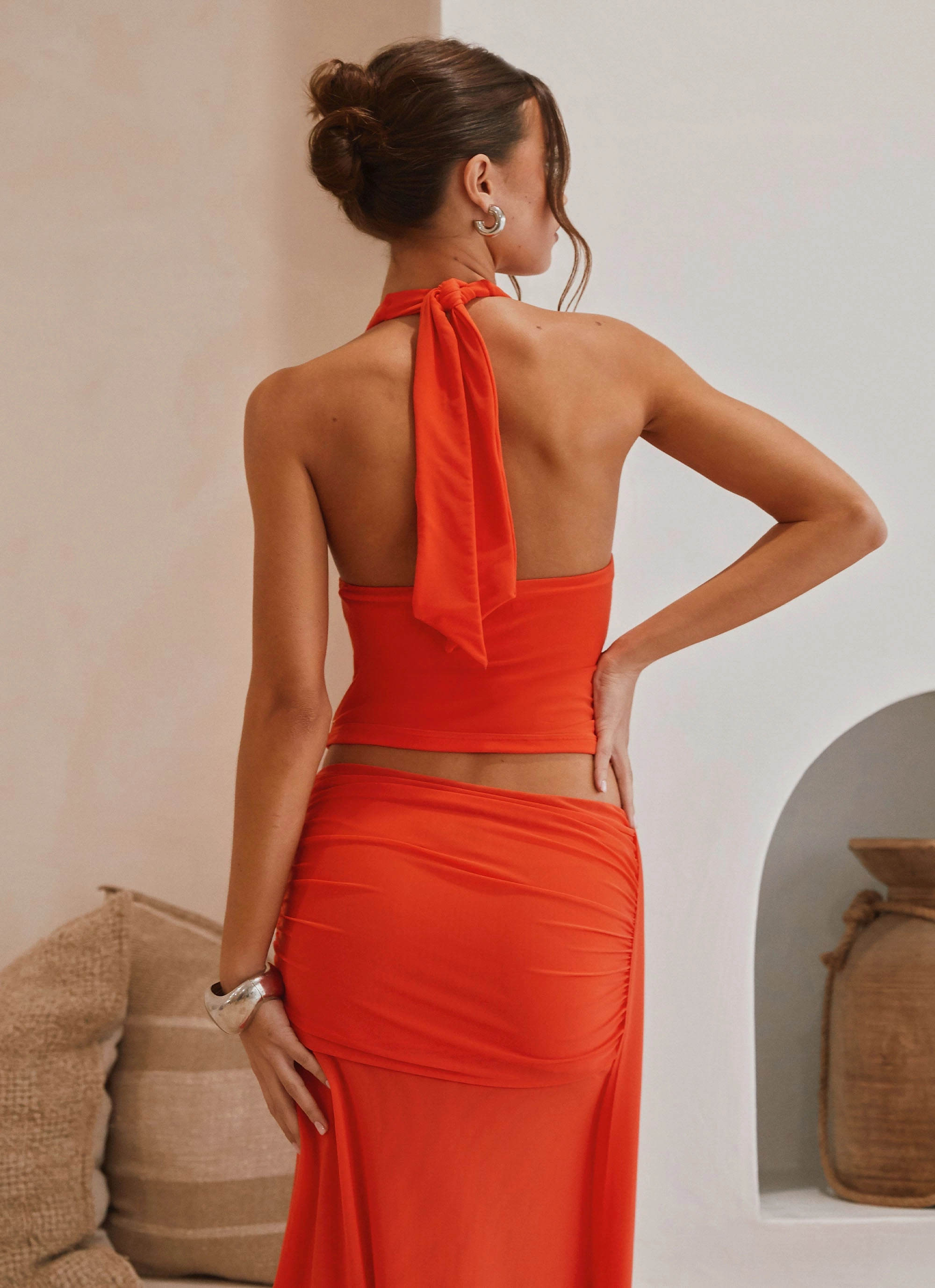 Blaze Halter Top - Fire Red Eco Friendly Material