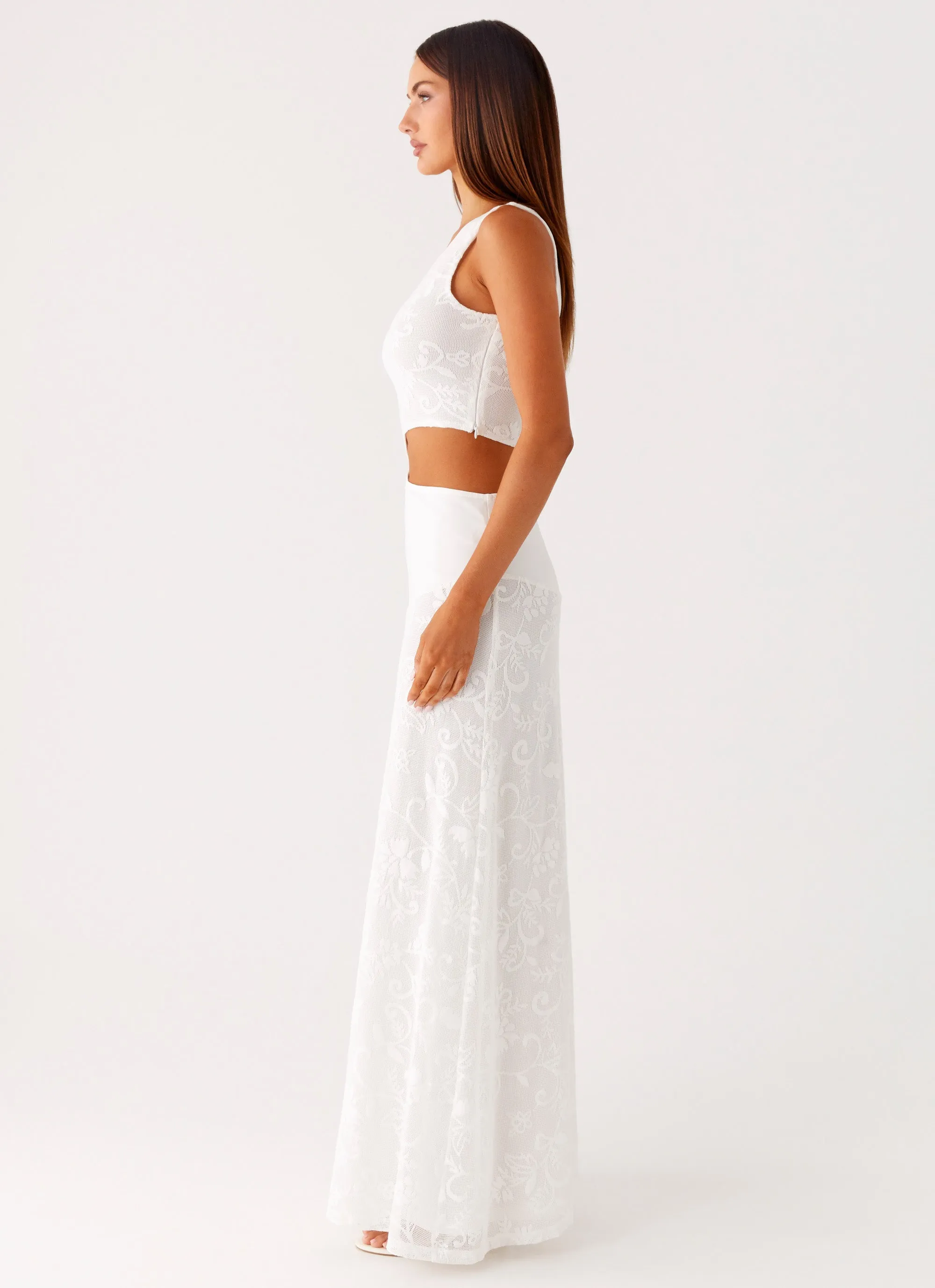 Stylish day dress Cold-Shoulder More Than Maybe Maxi Dress - White