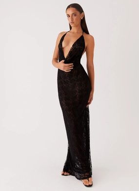 Evening Event Champagne Coastline Maxi Dress - Black